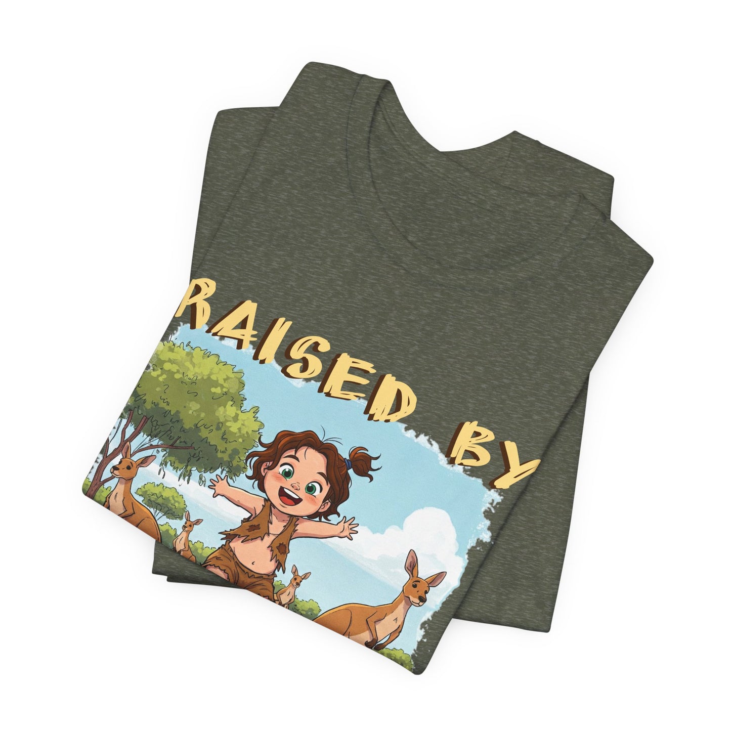 Cute, Funny Kangaroo Vibe Unisex Tee - "Raised by Kangaroos" (female character) - Australian Theme - Schmartypants