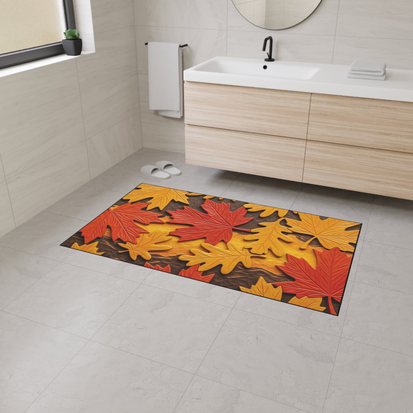 Autumn Leaves Heavy Duty Floor Mat, Seasonal Home Decor, Entryway Rug, Fall Decoration, Perfect for Thanksgiving or Halloween