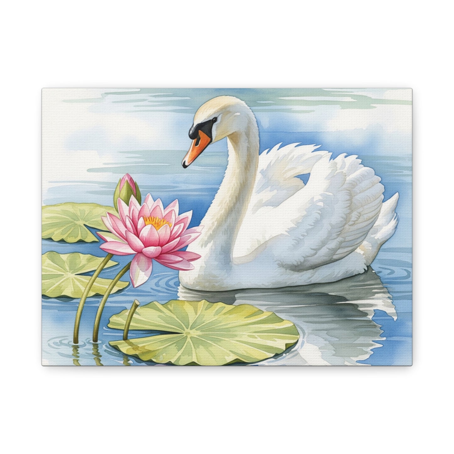 Swan and Lotus Canvas Art, Home Décor, Nature Wall Art, Gift for Nature Lovers, Floral Artwork