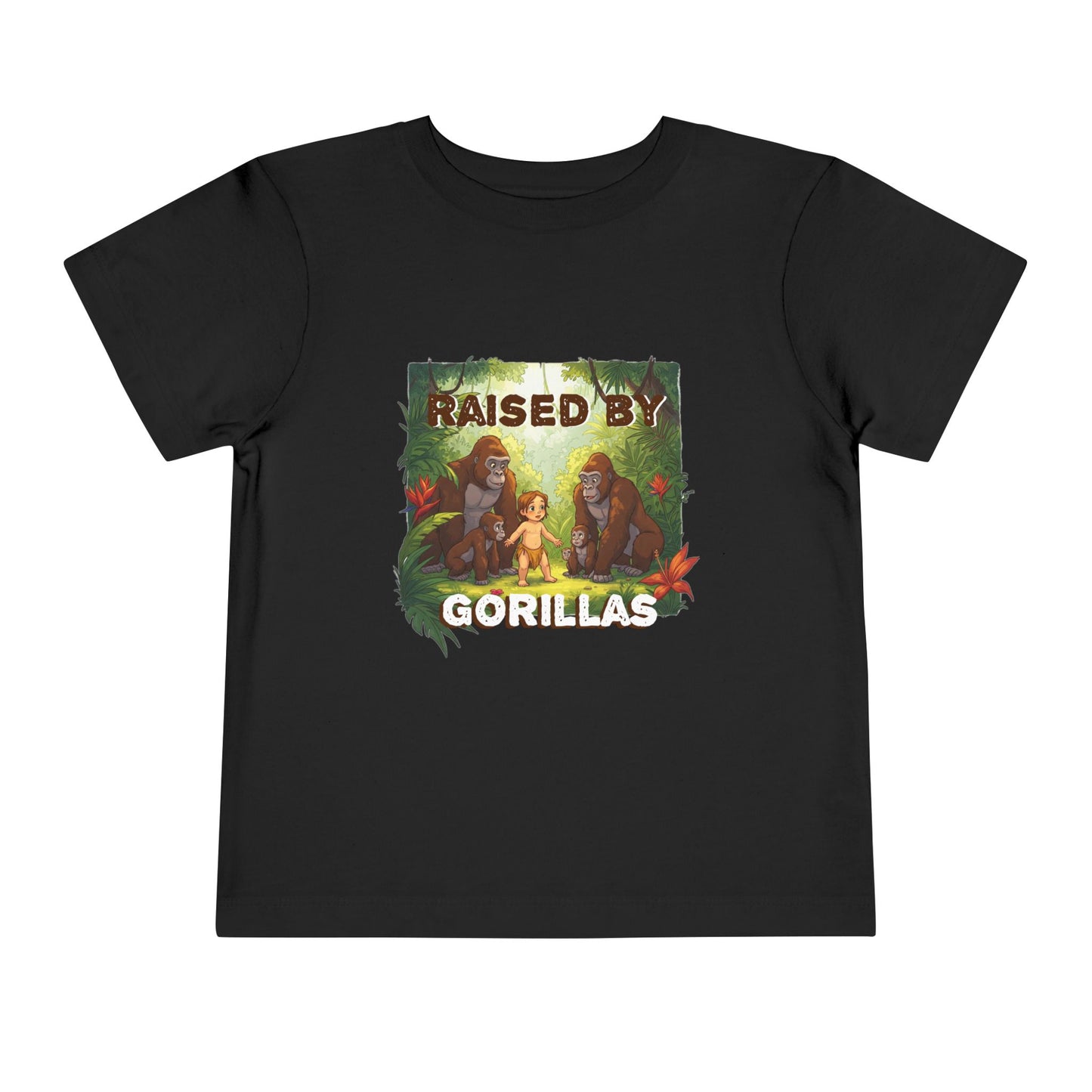 Funny and Adorable Toddler Tee - 'Raised by Gorillas' Design for kids who love gorillas - Schmartypants