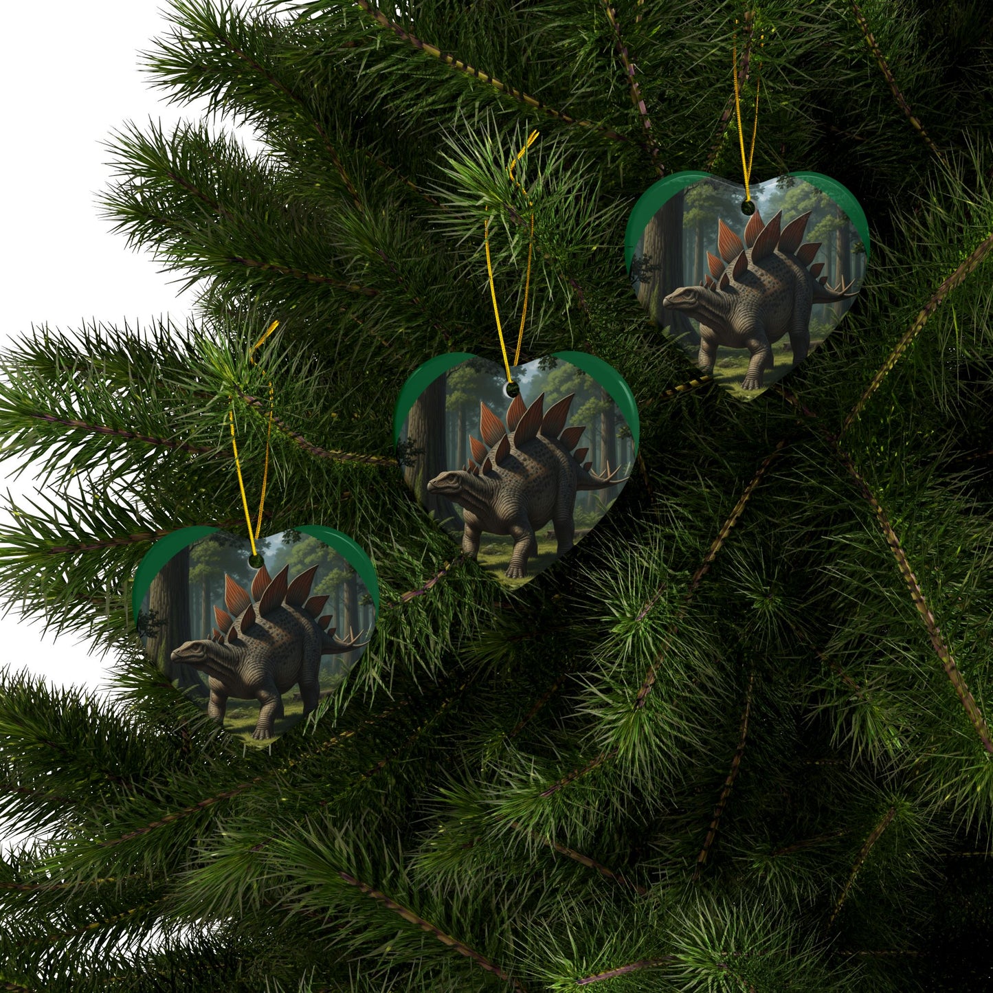 Stegasaurus Jurassic Era Dinosaur Ceramic Christmas Tree Ornaments, Keepsakes, Collectibles, Party Favors