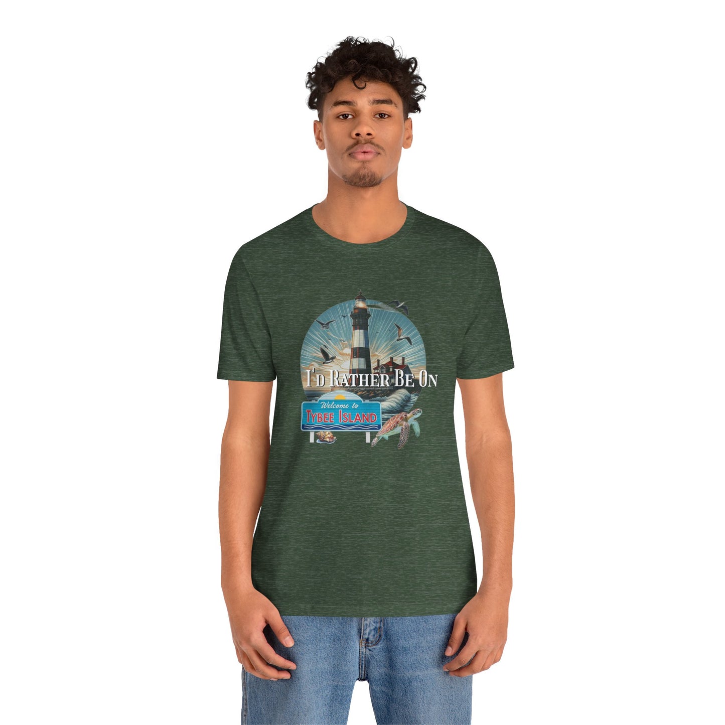 Tybee Island Georgia Unisex Jersey Tee, Laid-Back Beach Lighthouse Shirt, Island Lifestyle Apparel, Coastal Vacation Souvenir Top, Beach