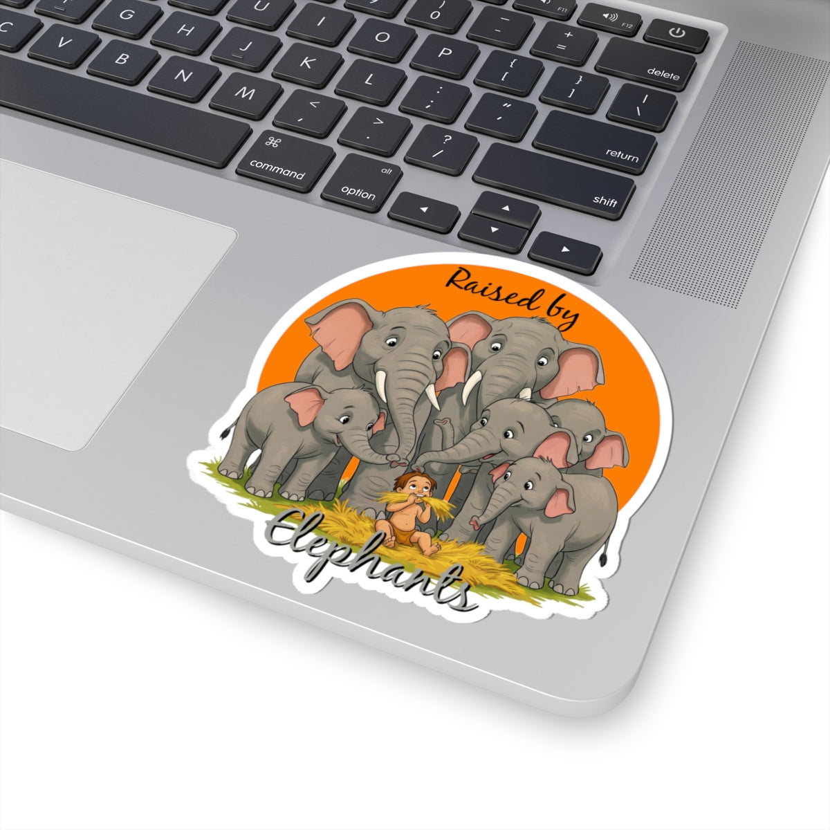 Funny Elephant Family Kiss-Cut Stickers - Raised by Elephants - Schmartypants