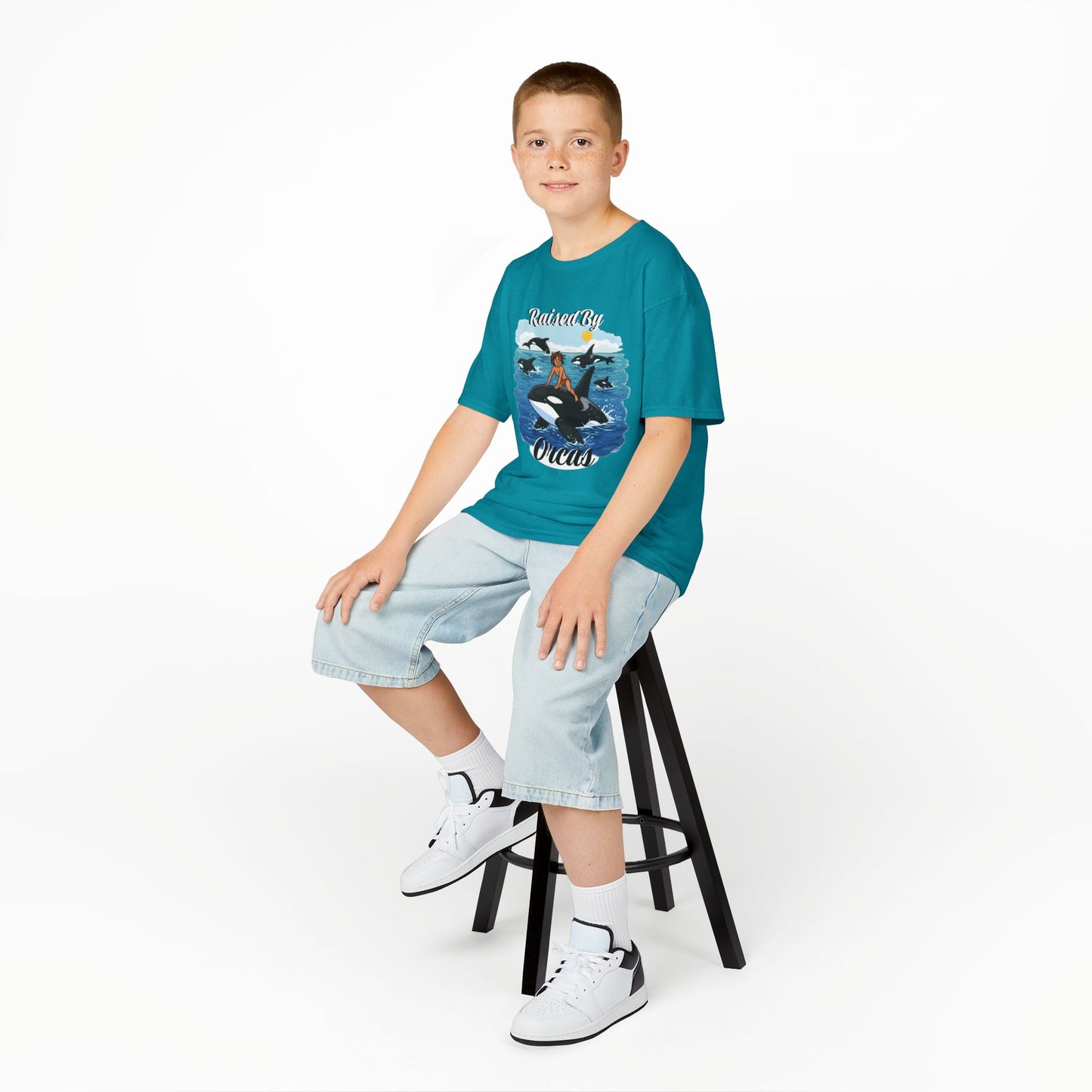 Funny Whale-Themed Kids Tee, 'Raised By Orcas' Shirt - Perfect for Ocean Lovers, Gifts for Birthdays, Summer Camps, Beach Days, Fun Tees
