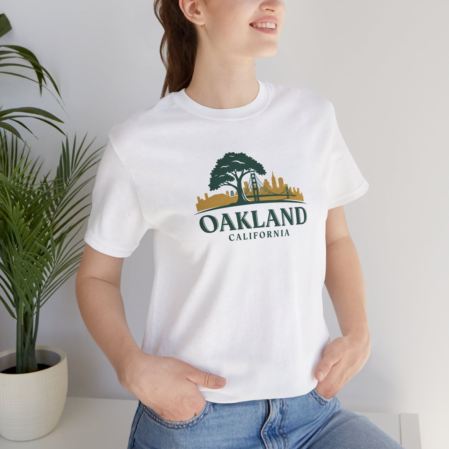 Oakland Cityscape Unisex Jersey Tee, Casual Wear, Gifts for Him/Her, Summer Fashion, Oakland California T-Shirt, Oakland Souvenir