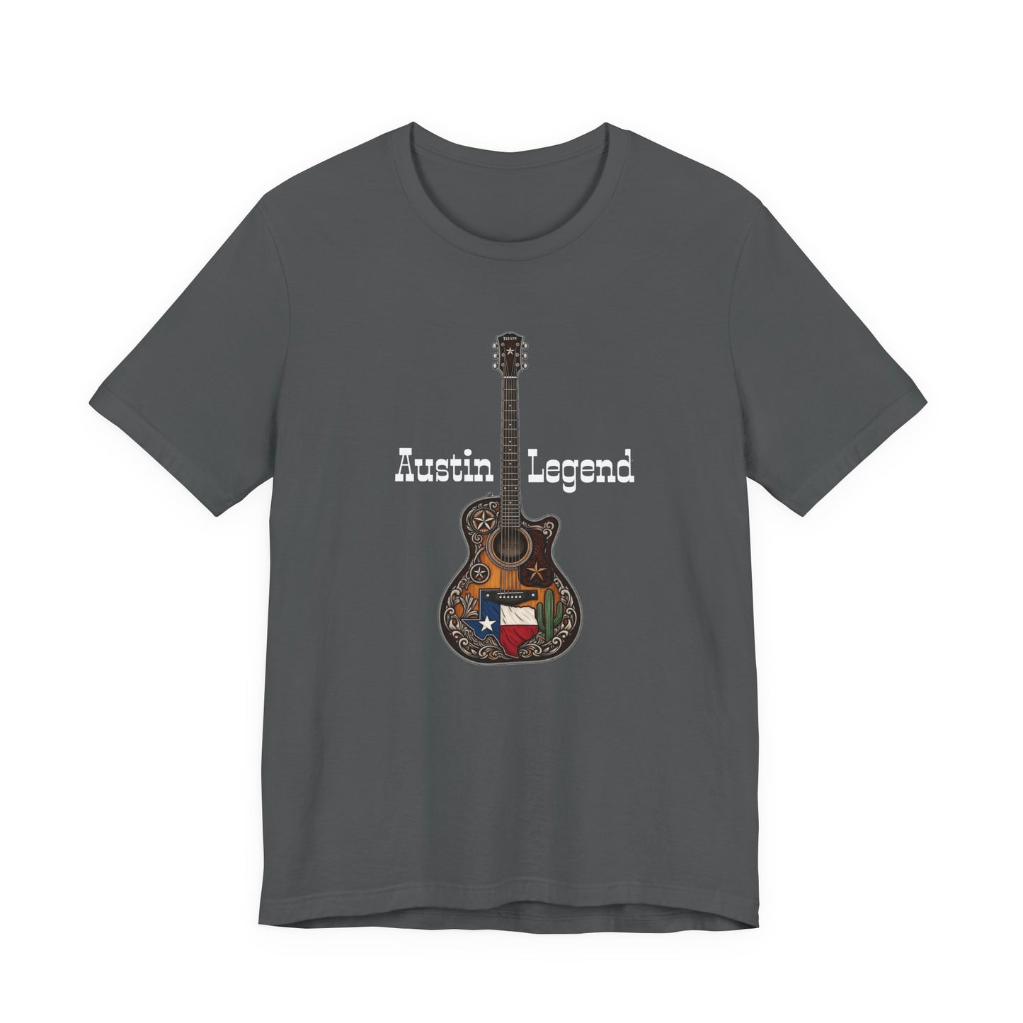 Austin Legend Guitar Tee | Unisex Short Sleeve T-Shirt, Music Lover Gift, Austin TX Souvenir, Casual Wear, Festival Apparel