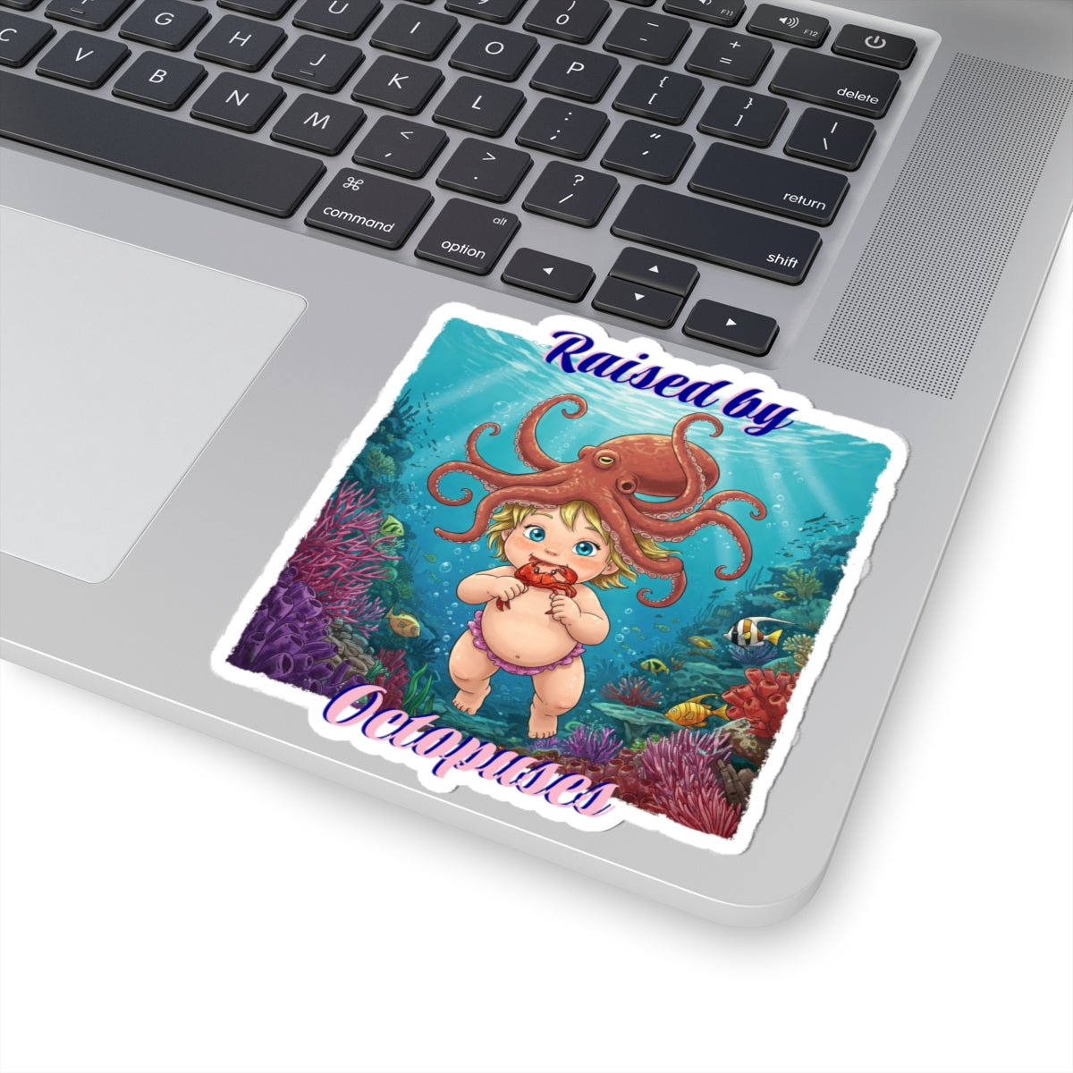 Adorable Ocean-Inspired Kiss-Cut Stickers, Cute Octopus Design for Kids, Laptop Decor, Birthday Gift, Fun Wall Art, Marine Life Stickers