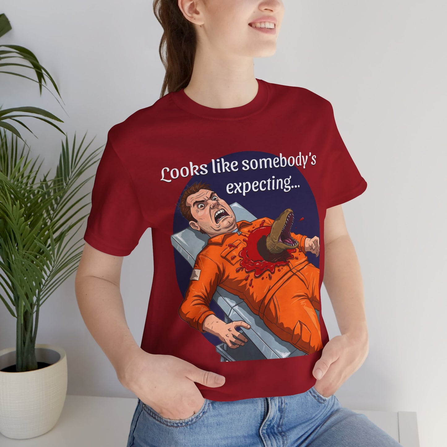 Maternity Tee for Sci-Fi Lovers, Funny Space Station Crew Member Giving Birth, Alien Movie Fan Shirt