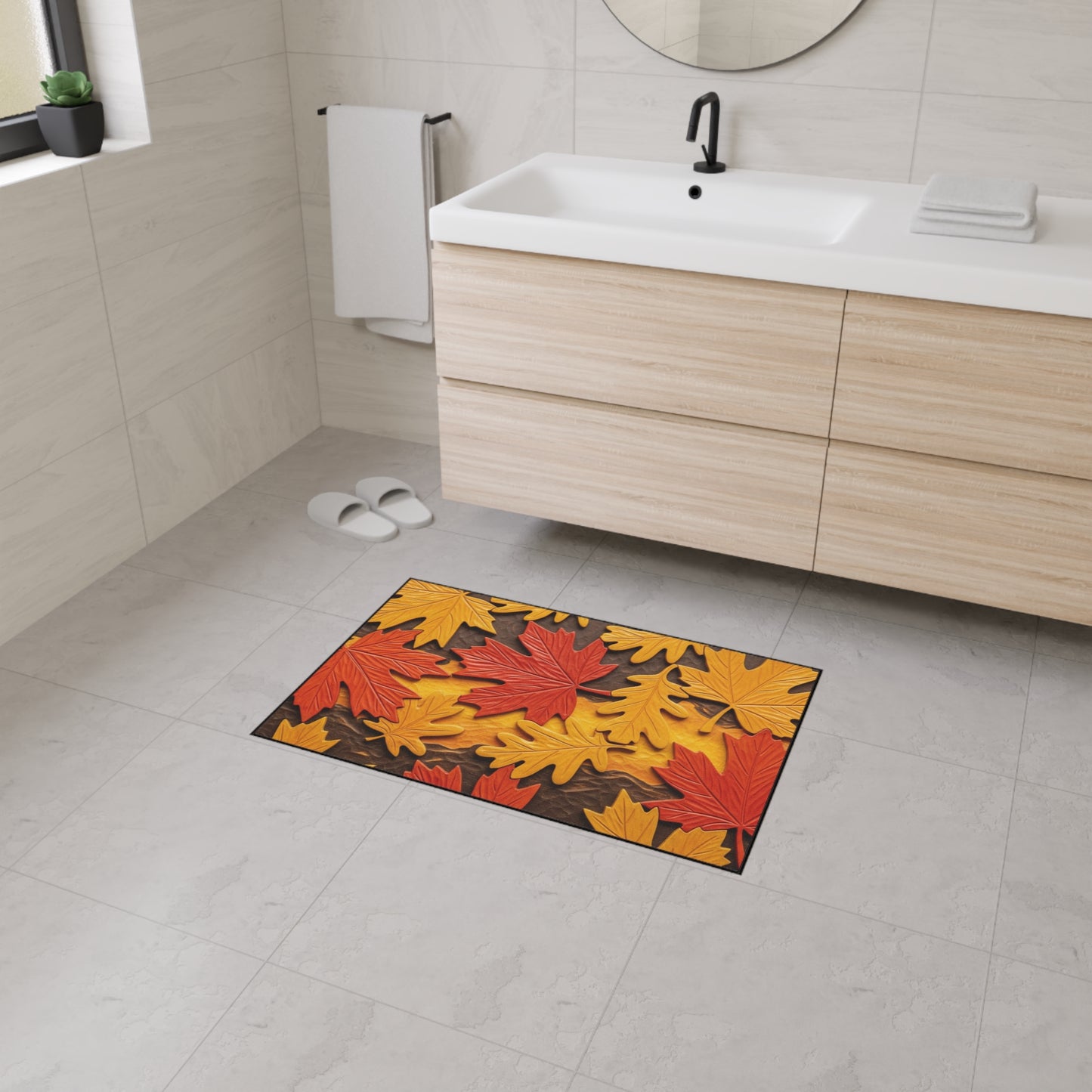 Autumn Leaves Heavy Duty Floor Mat, Seasonal Home Decor, Entryway Rug, Fall Decoration, Perfect for Thanksgiving or Halloween
