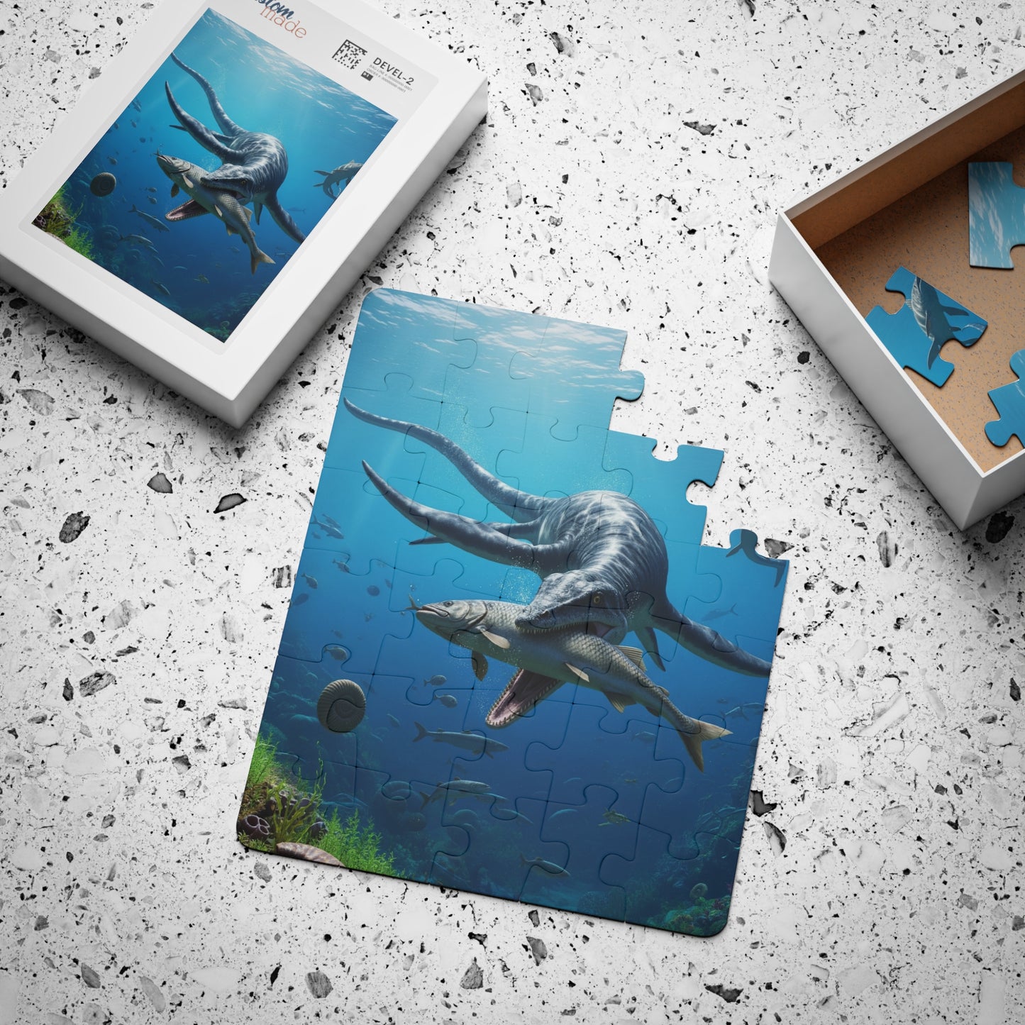 Ichthyosaurus Marine Reptile, Dinosaur Kids' Ocean Adventure Puzzle, 30-Piece Educational Game, Underwater Exploration Toy, Jurassic Toy