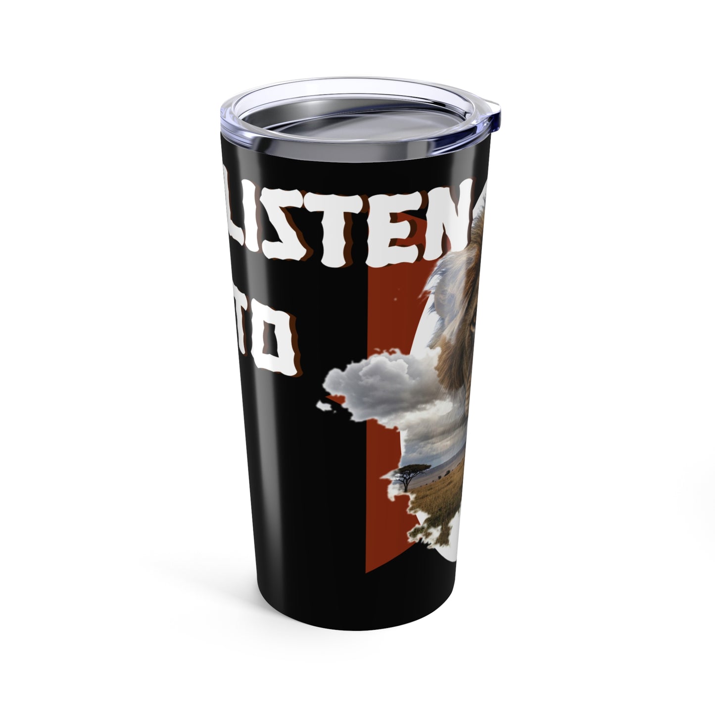 Listen to the Lion 20oz Tumbler - Inspiring Wildlife Travel Mug, Gift for Van Morrison Music Lovers - Schmartypants