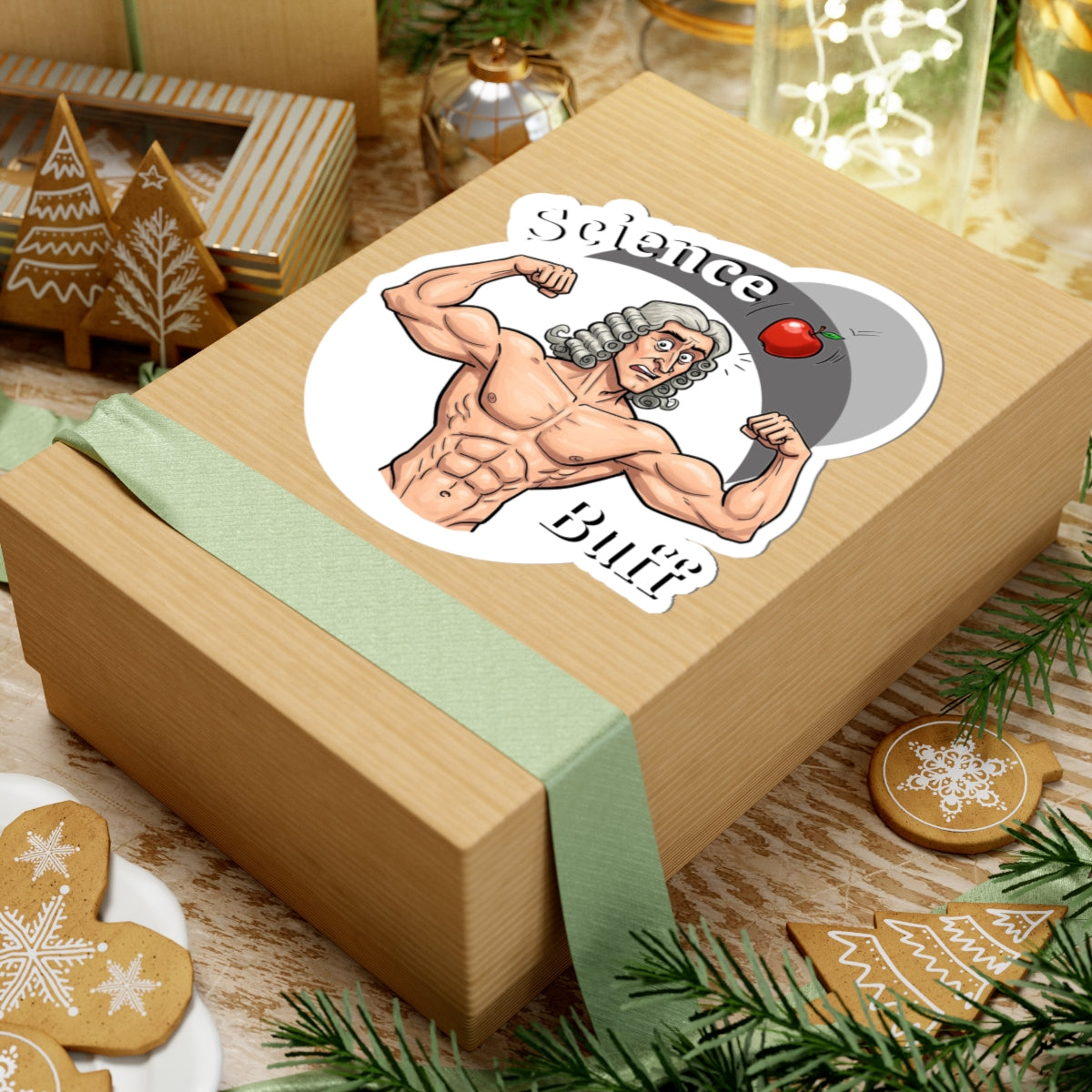 Hilarious Science Buff Kiss-Cut Stickers, Science-Themed Stickers, Funny Stickers for Students, Laptop Decals, Educational Home Decor, Isaac Newton Fans - Schmartypants