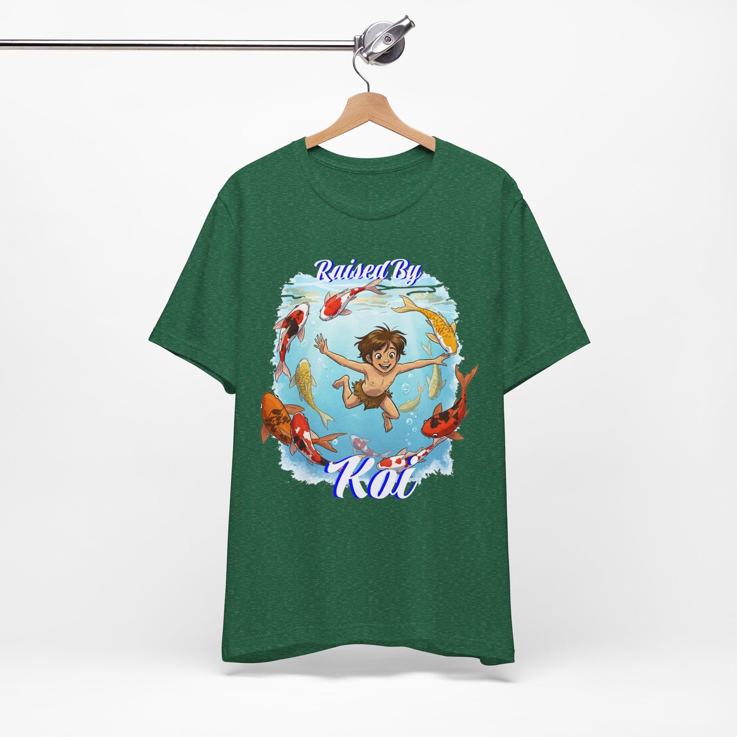'Raised By Koi; Unisex Jersey Tee - Funny Graphic Tee for Aquatic Lovers, Cute Gift for Birthdays, Casual Wear, Summer Fashion, Relaxed Style - Schmartypants