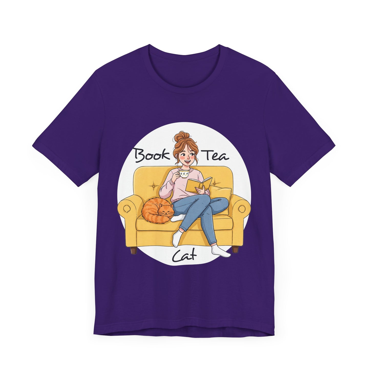 Cozy Book Lover Tee - Book, Tea, Cat Design _ Cat Lovers Gift - Book Lovers Gift - Tea Lovers Gift - Schmartypants