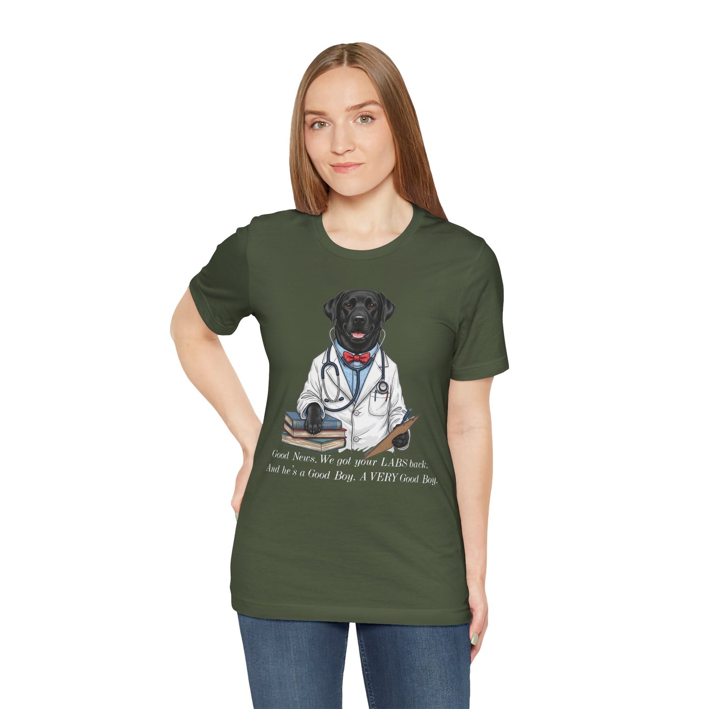 Funny Black Lab Lover Tee: "Good News, We Got Your Labs Back!" - Labrador Gift, Veterinary Humor Shirt