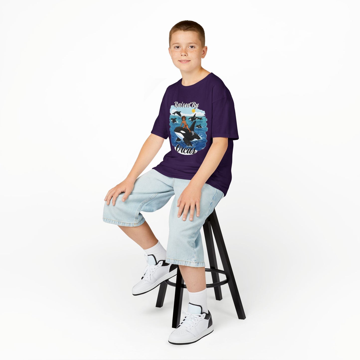 Funny Whale-Themed Kids Tee, 'Raised By Orcas' Shirt - Perfect for Ocean Lovers, Gifts for Birthdays, Summer Camps, Beach Days, Fun Tees