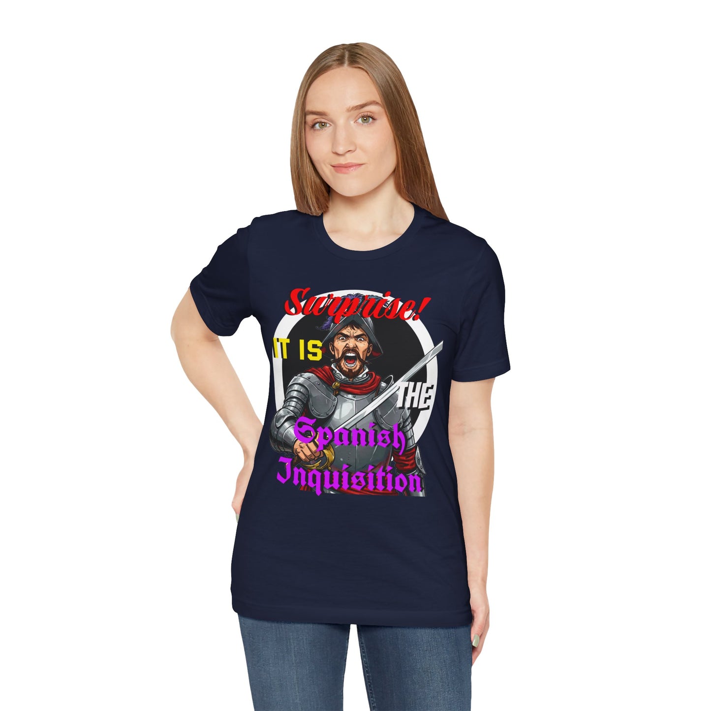 Hilarious Spanish Inquisition T-Shirt, British Humor Tee, Unisex Short Sleeve, Ideal for Parties, Gifts, Comedy Lovers