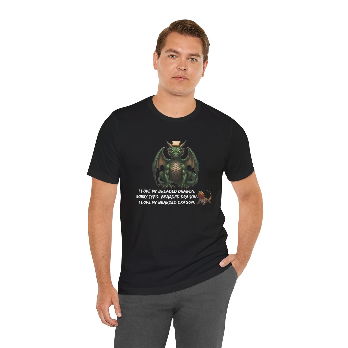 Funny Bearded Dragon Typo Unisex Tee, I Love Breaded Dragons Sorry Typo, Bearded Dragon Shirt, Pet Owner Gift, Reptile Lover Shirt, Dragon
