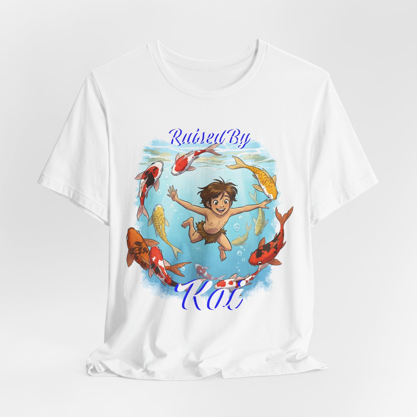 'Raised By Koi; Unisex Jersey Tee - Funny Graphic Tee for Aquatic Lovers, Cute Gift for Birthdays, Casual Wear, Summer Fashion, Relaxed Style - Schmartypants