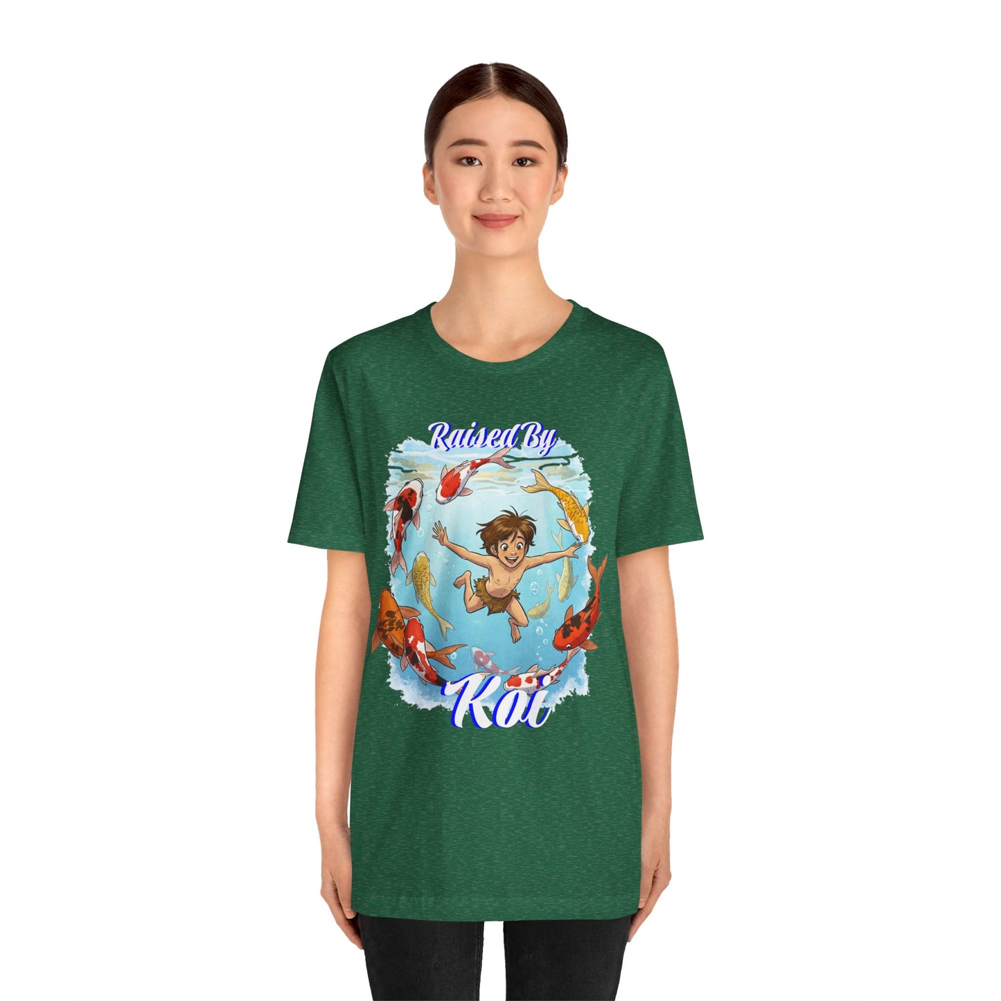 'Raised By Koi; Unisex Jersey Tee - Funny Graphic Tee for Aquatic Lovers, Cute Gift for Birthdays, Casual Wear, Summer Fashion, Relaxed Style - Schmartypants