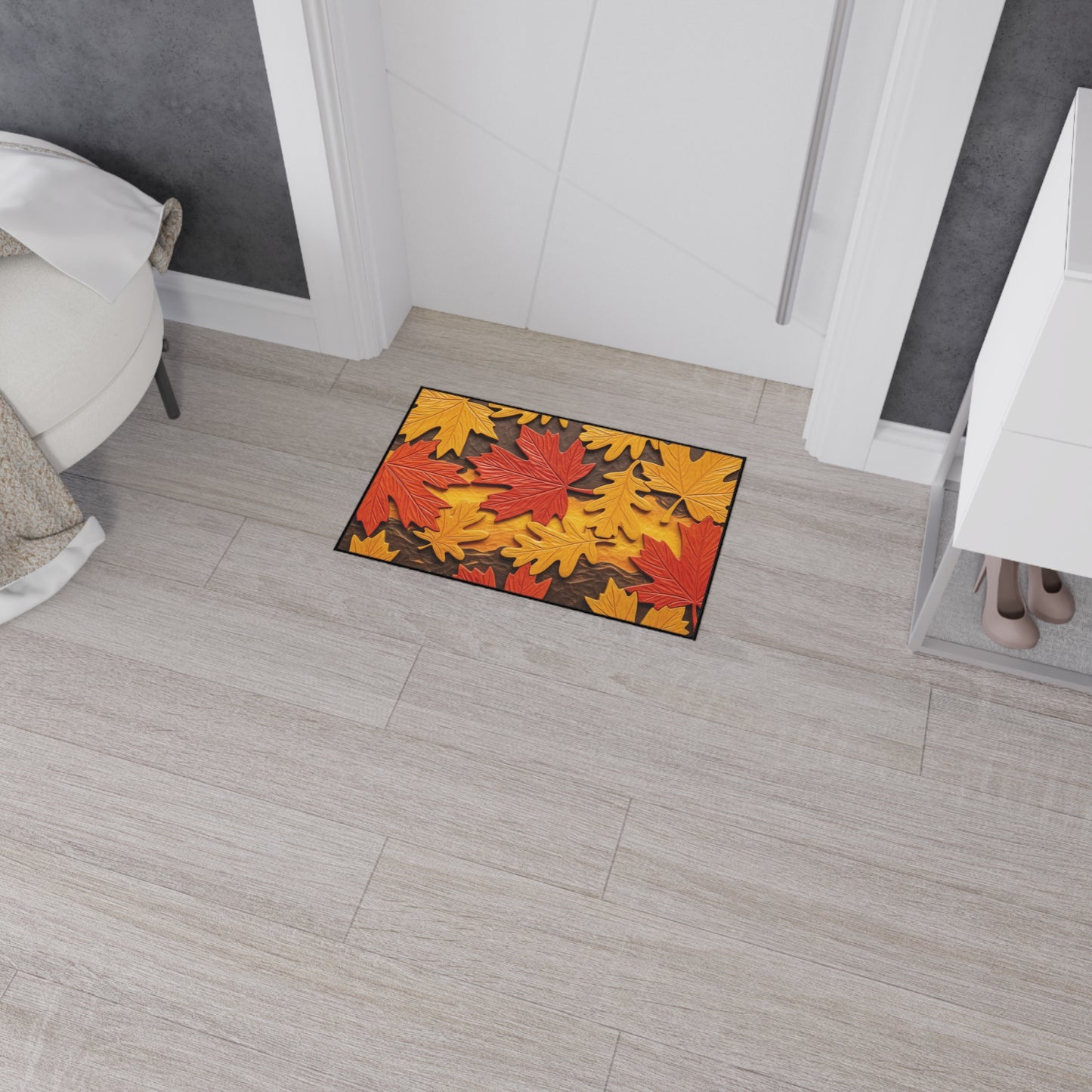 Autumn Leaves Heavy Duty Floor Mat, Seasonal Home Decor, Entryway Rug, Fall Decoration, Perfect for Thanksgiving or Halloween