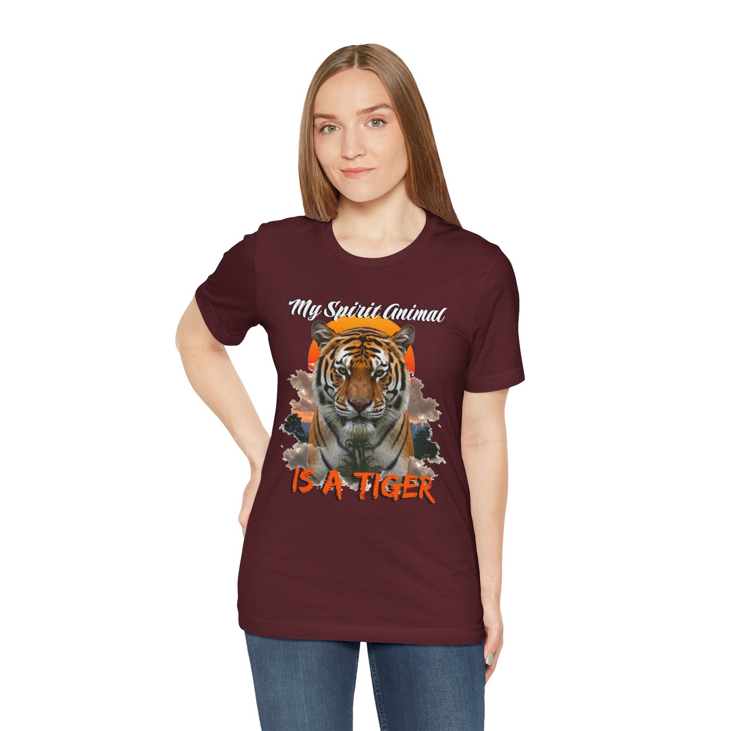 My Spirit Animal is a Tiger Tee - Unisex Jersey Short Sleeve T-Shirt, Inspirational Fierce Nature Apparel for Tiger Lovers, Casual Wear, Zoo