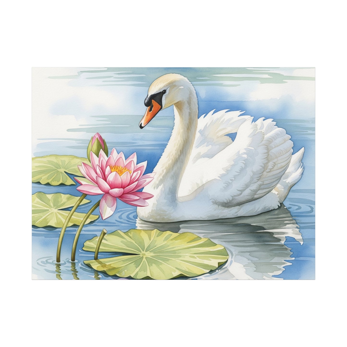 Swan and Lotus Canvas Art, Home Décor, Nature Wall Art, Gift for Nature Lovers, Floral Artwork