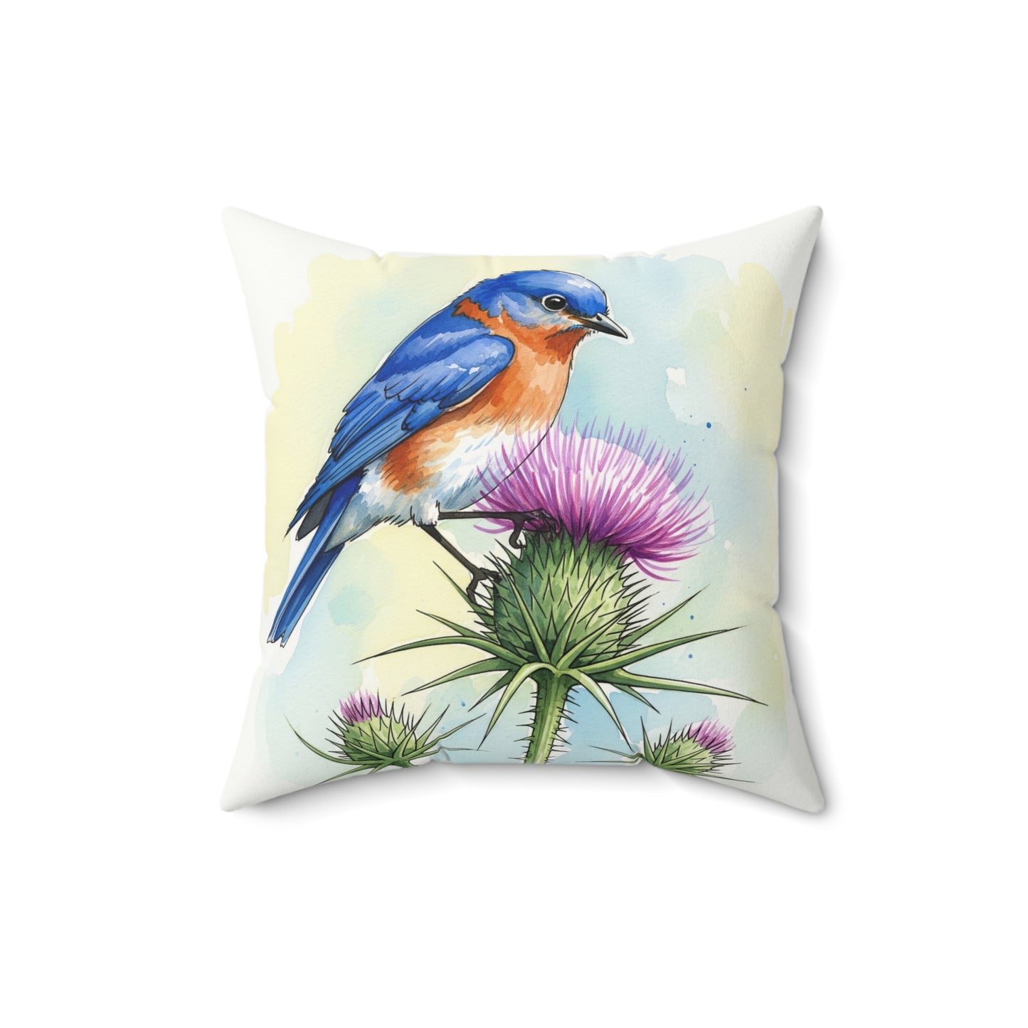 Bluebird Floral Pillow, Nature Decor, Cozy Home Accent, Gift for Bird Lovers, Spring Decor, Throw Pillow, Wildlife Cushion