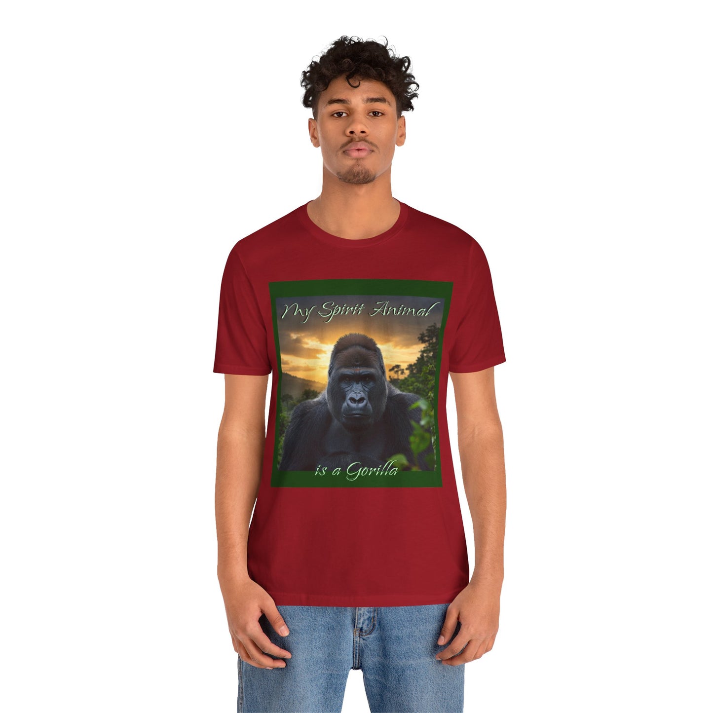 'My Spirit Animal is a Gorilla' T-Shirt - Beautiful Unisex Jersey Tee for Animal Lovers, Conservationists - Schmartypants