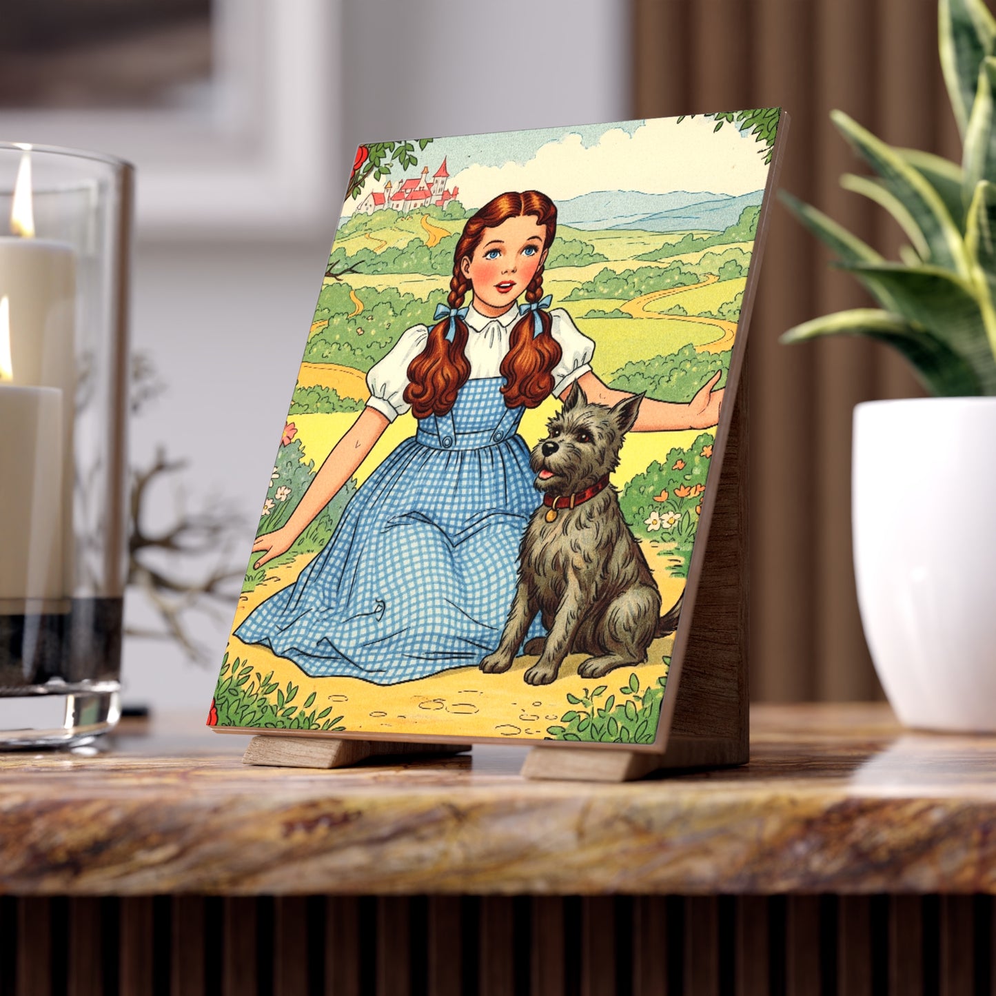 Ceramic Photo Tile for Child's Room, Dorothy and Toto Tile, Nursery Decor, Maternity Gift, Baby Shower Gift, Wizard of Oz Tile