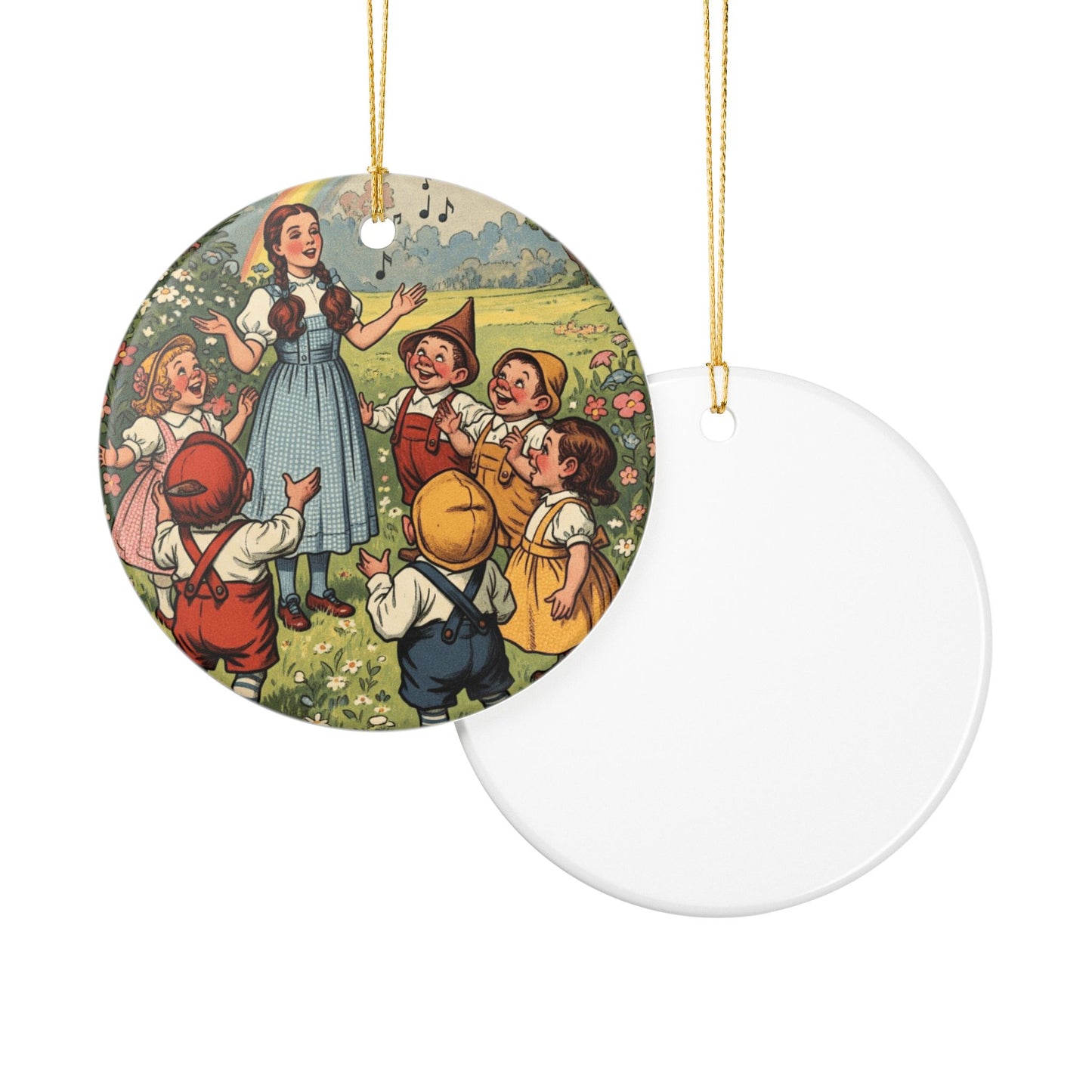 Ceramic Ornament, Wizard of Oz Christmas Tree Ornament, Dorothy and Munchkins, Xmas Decor, Holiday Gift, Collectible Decoration