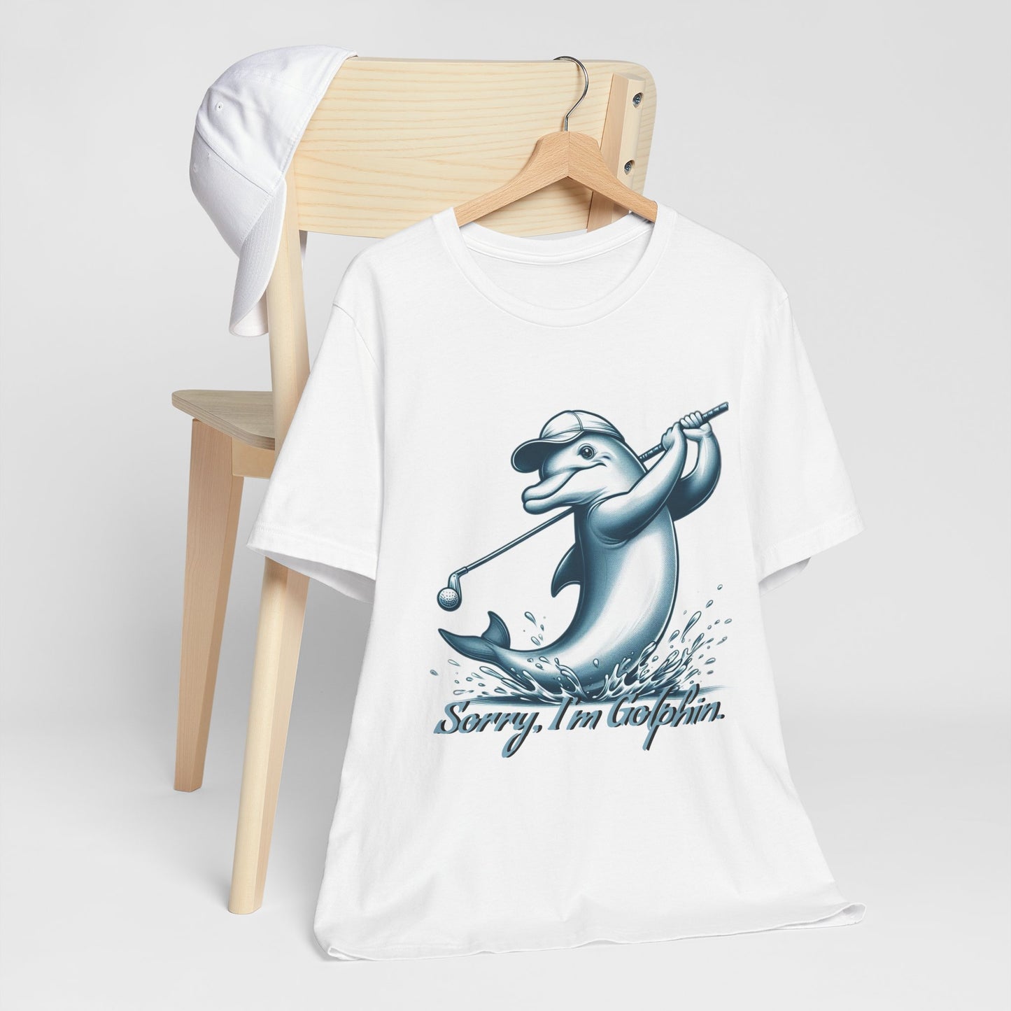 Funny Dolphin Golfing Tee - "Sorry, I’m Golphin" Unisex Jersey Short Sleeve Shirt - Dad Joke and Golfers Gift - Schmartypants
