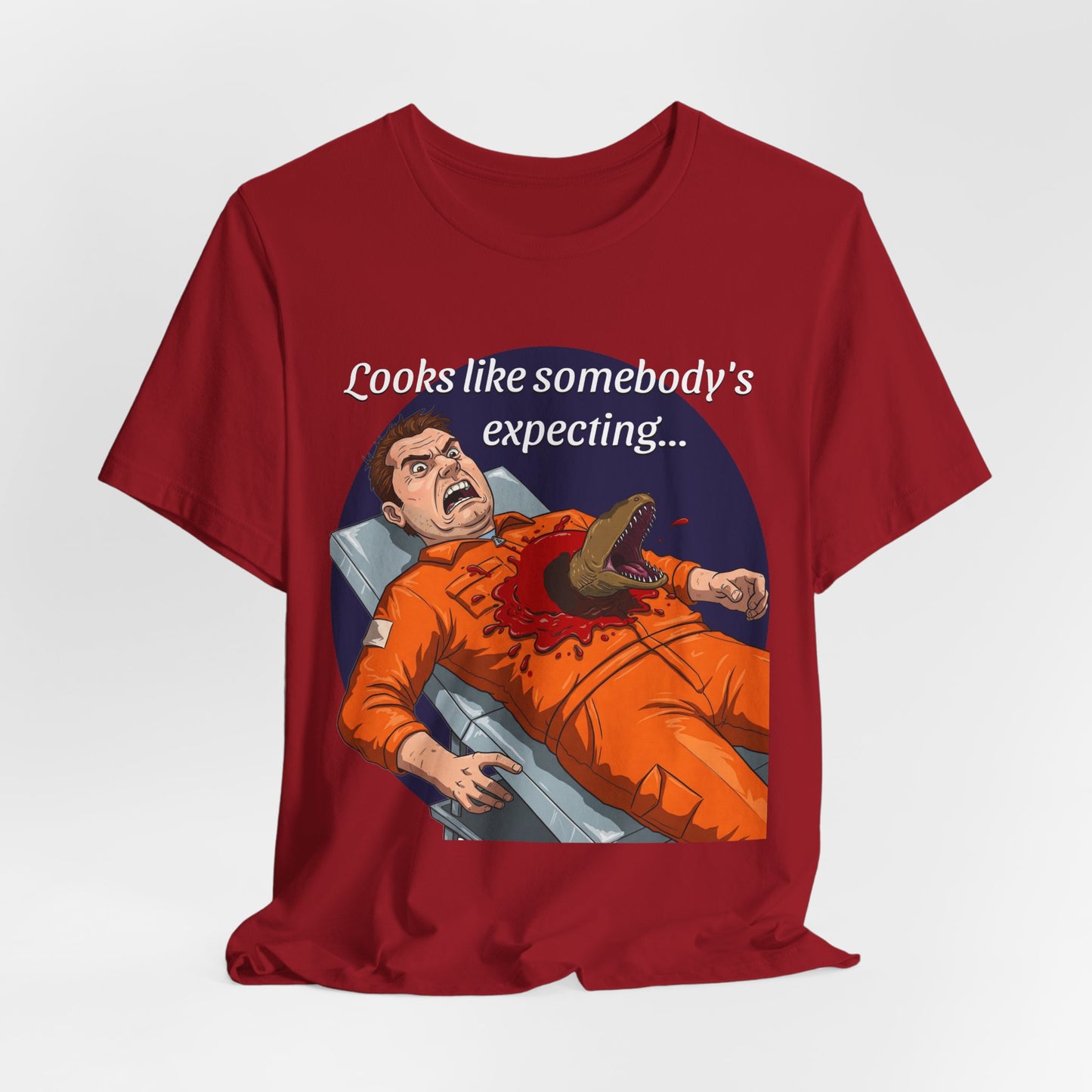 Maternity Tee for Sci-Fi Lovers, Funny Space Station Crew Member Giving Birth, Alien Movie Fan Shirt