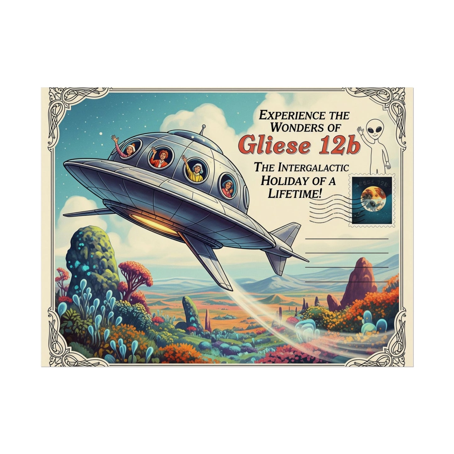 Galactic Adventure Poster, Futuristic Wall Art, Retro Space Travel Decor, Alien Theme Art, Gift for Sci-Fi Lovers