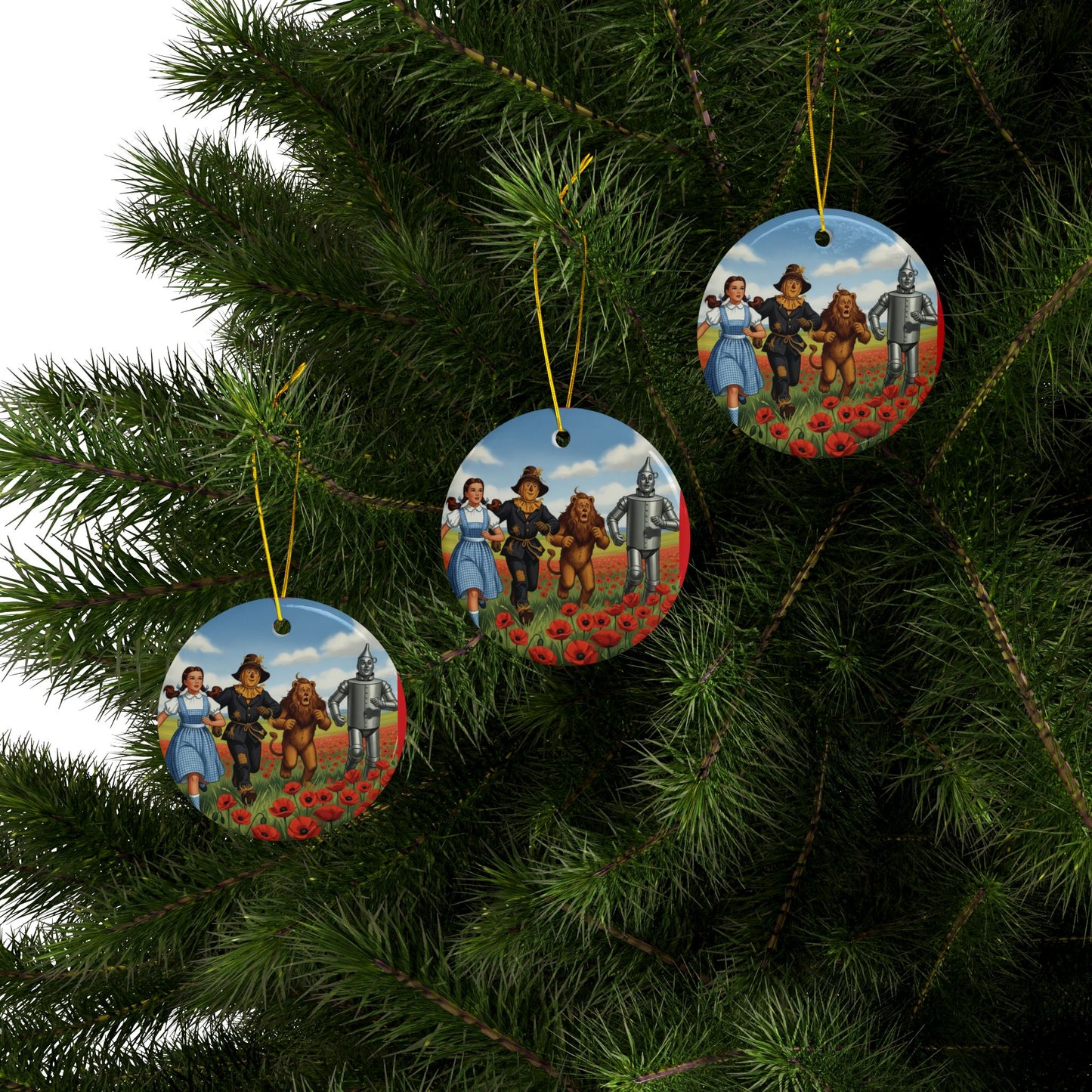 Wizard of Oz Ceramic Ornaments | 2-Side Print | Festive Decor for Christmas, Birthdays, and Celebrations | Giftable Set of 1, 3, 5, or 10