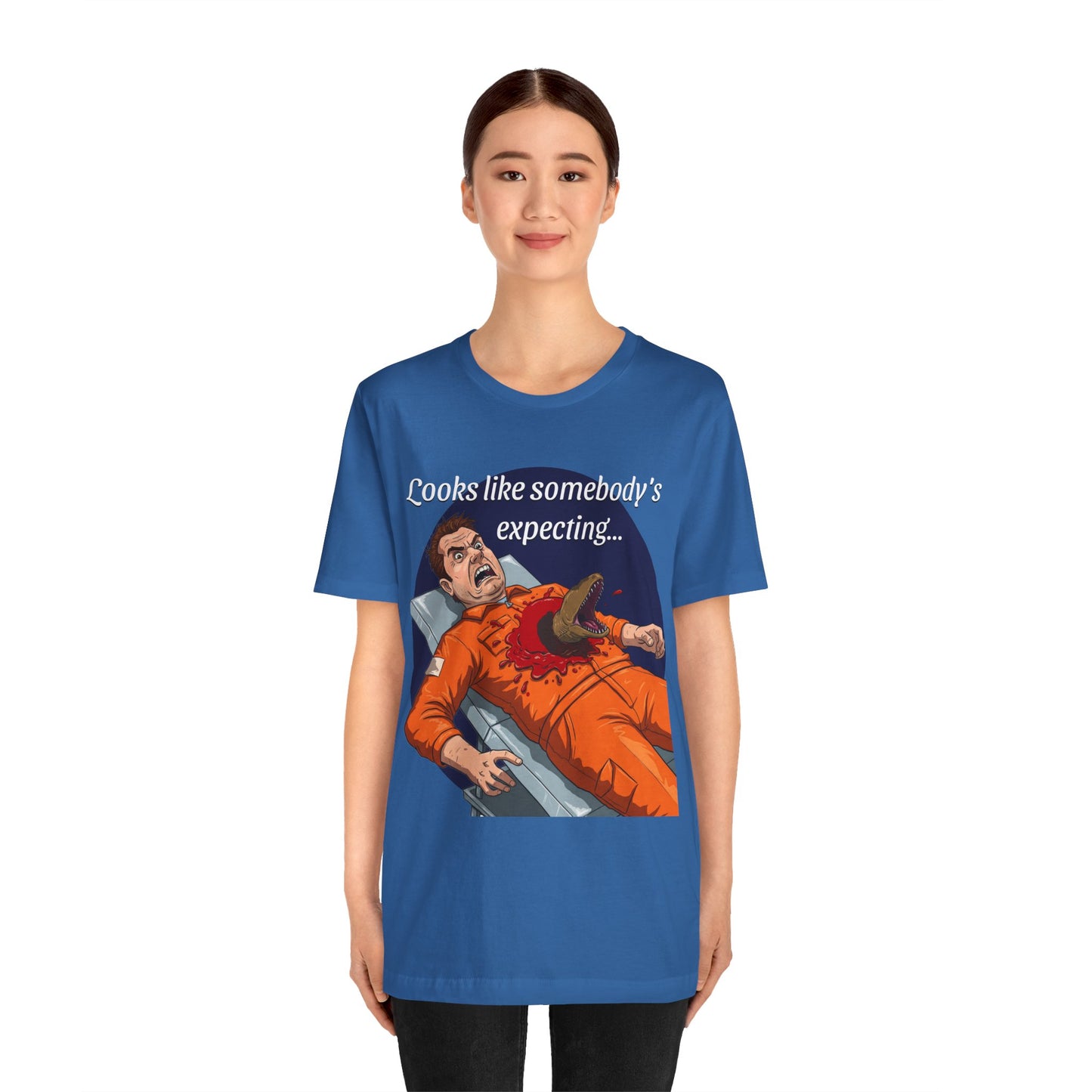 Maternity Tee for Sci-Fi Lovers, Funny Space Station Crew Member Giving Birth, Alien Movie Fan Shirt