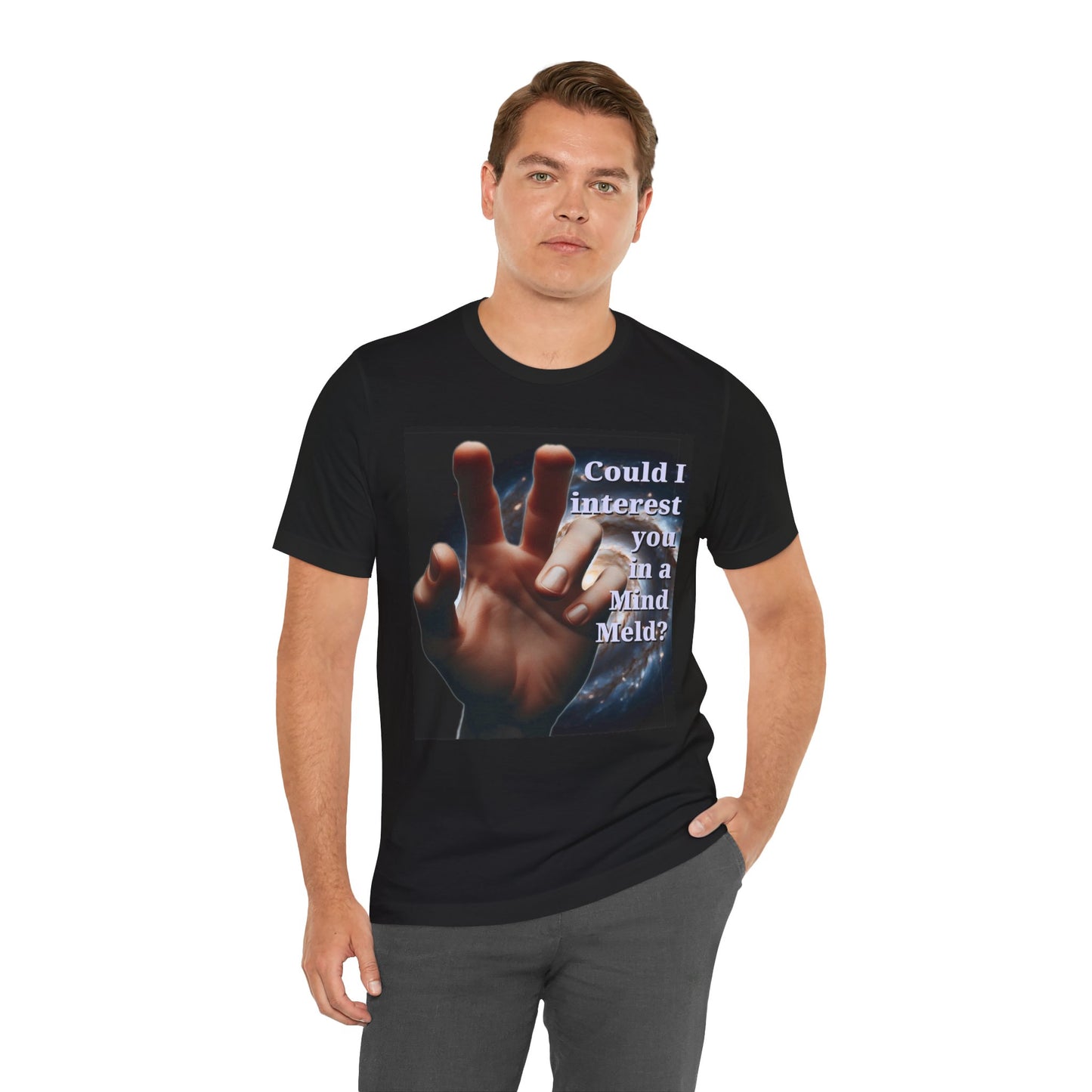 'Could I Interest You in a Mind Meld?' Graphic Tee - Hilarious Unisex Short Sleeve Shirt for Sci-Fi Lovers, Star Trek Fans, & Casual Wear - Schmartypants