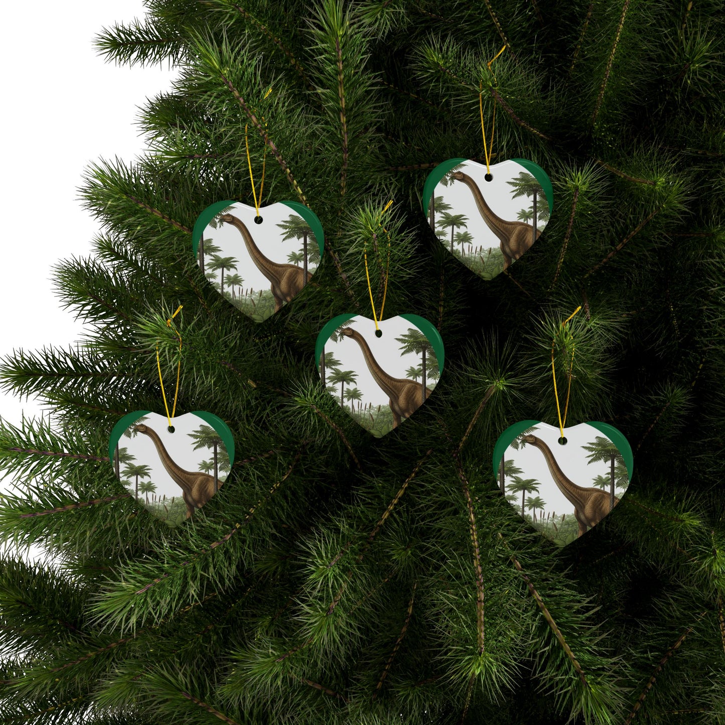 Apatosaurus Dinosaur Ceramic Ornaments, 2-Sided Print, Holiday Decor, Gift for Kids, Tree Decoration, Jurassic Theme