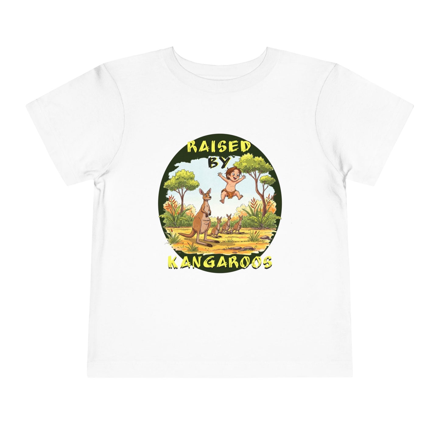 Toddler Short Sleeve Tee - Cute, Funny 'Raised by Kangaroos' Design - Schmartypants