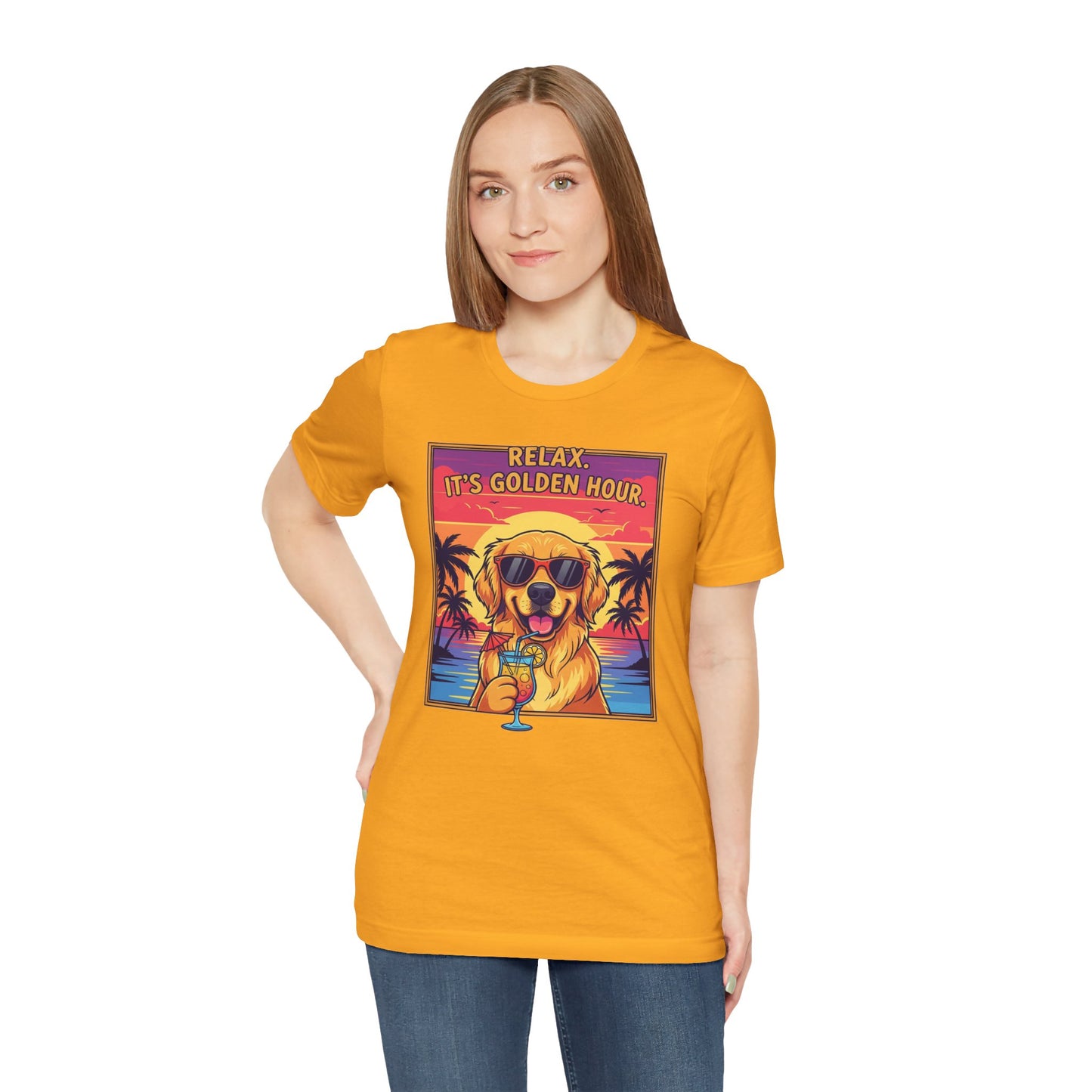 Golden Hour Golden Retriever Tee - Relax It's Golden Hour Shirt, Dog Lover Gift, Summer Vibes Tee, Vacation Outfit, Funny Pet Shirt
