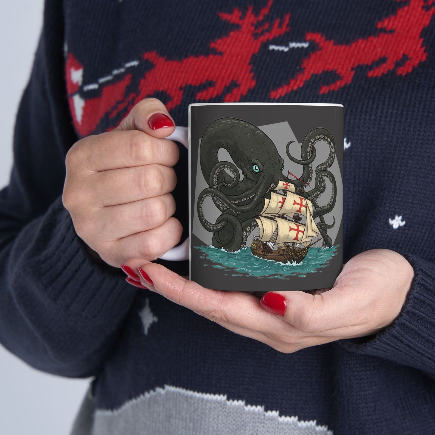 Octopus-Themed Ceramic Mug - "Release the Kraken" Design for Pirates and Gamers - Schmartypants