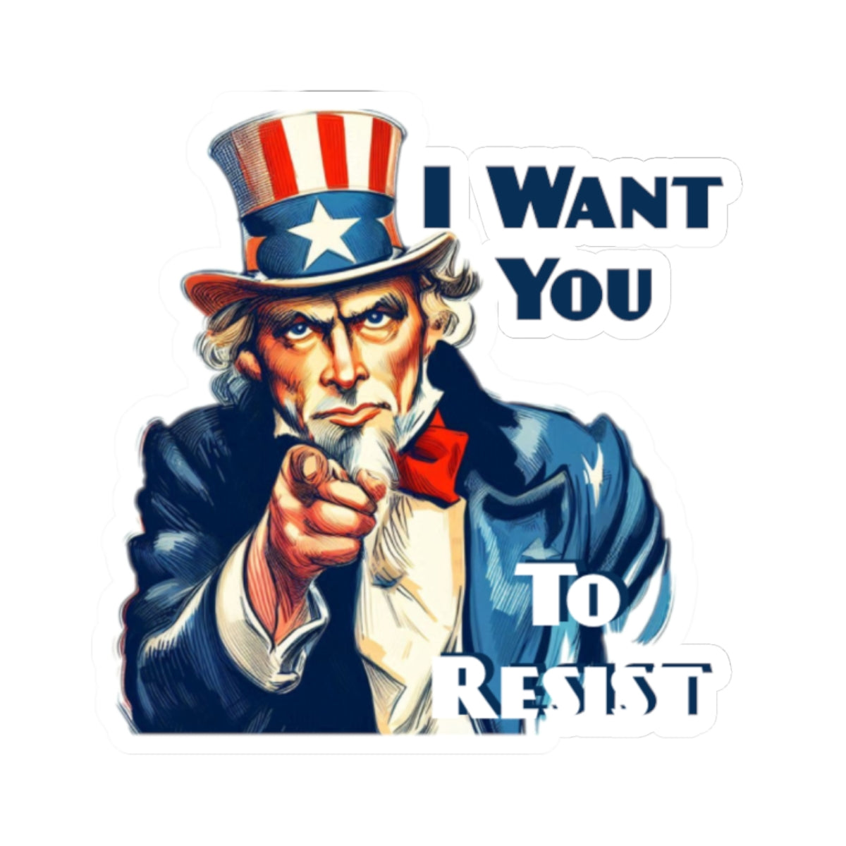 Uncle Sam 'I Want You to Resist' Kiss-Cut Stickers - Patriotic Protest Decals for Laptops, Water Bottles, and More - Schmartypants