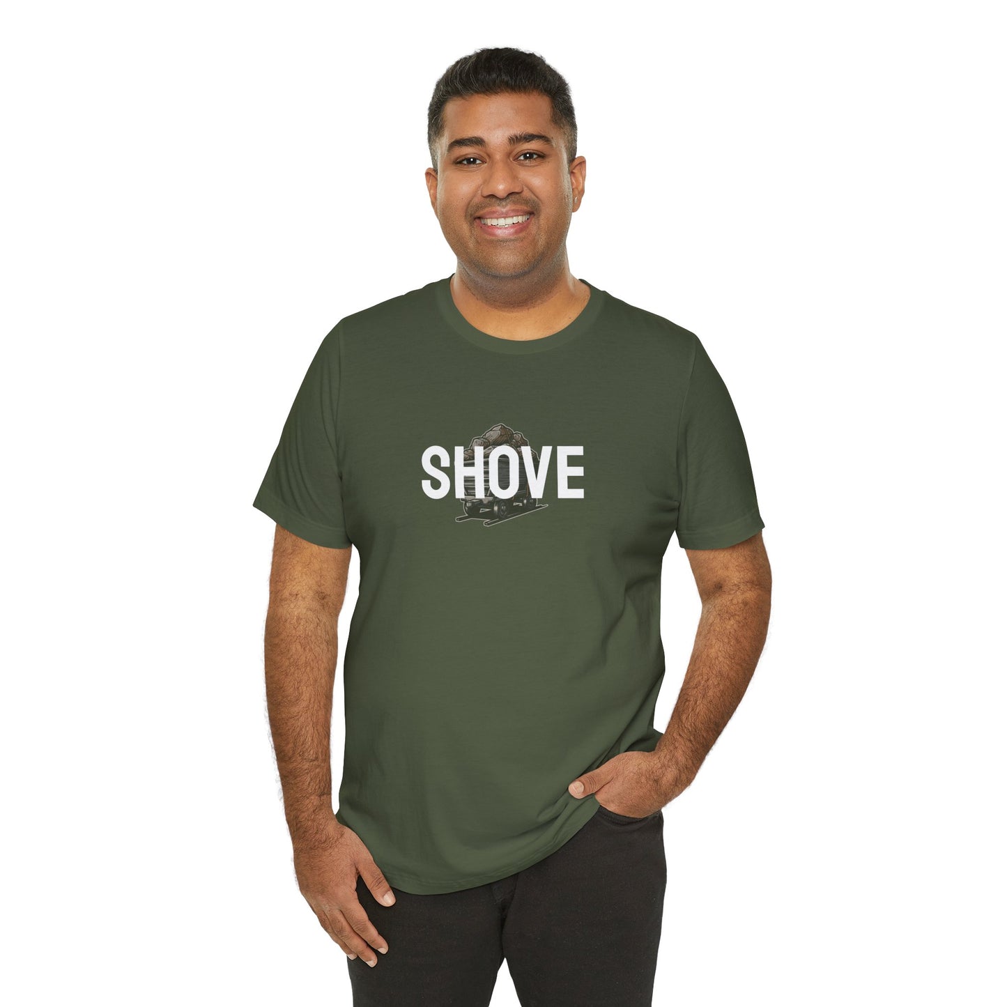 Athletic Spirit SHOVE Unisex Tee, Baseball Player Gift, Sports Fan Shirt, Inspirational Athlete Top, Underdog Competition Statement Piece