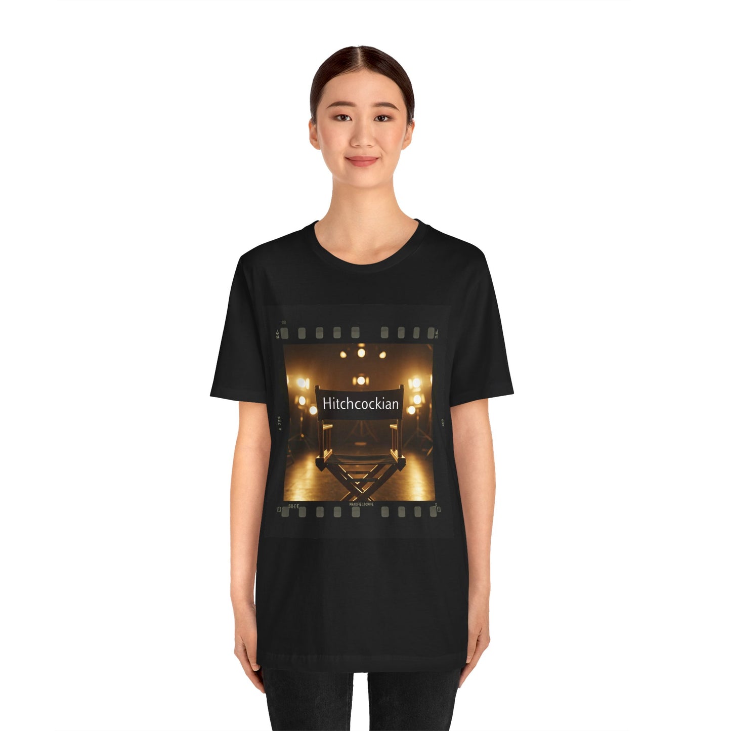 "Hitchcockian" Unisex Jersey Tee - Vintage Film Vibe T-Shirt for Film Lovers, Hitchcock Lovers, and Filmmakers - Schmartypants