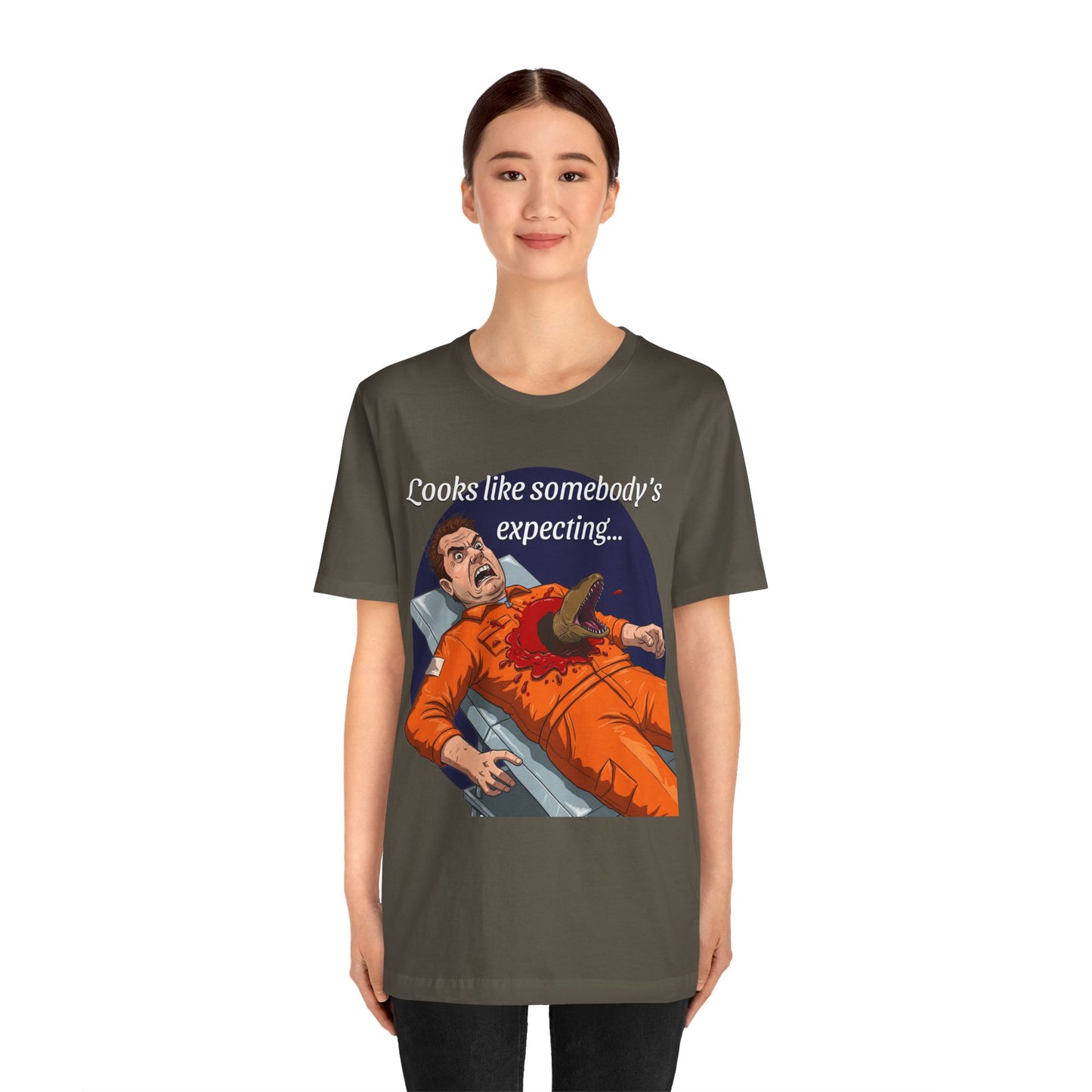 Maternity Tee for Sci-Fi Lovers, Funny Space Station Crew Member Giving Birth, Alien Movie Fan Shirt