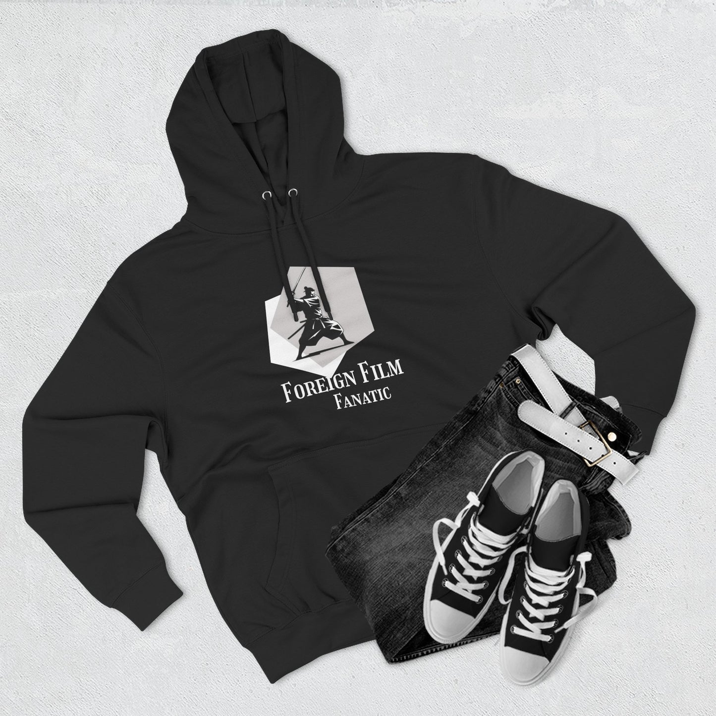 Foreign Film Fanatic Hoodie | Double Sided Graphics, Cozy Movie Lover's Sweatshirt | Perfect Gift for Cinema Buffs