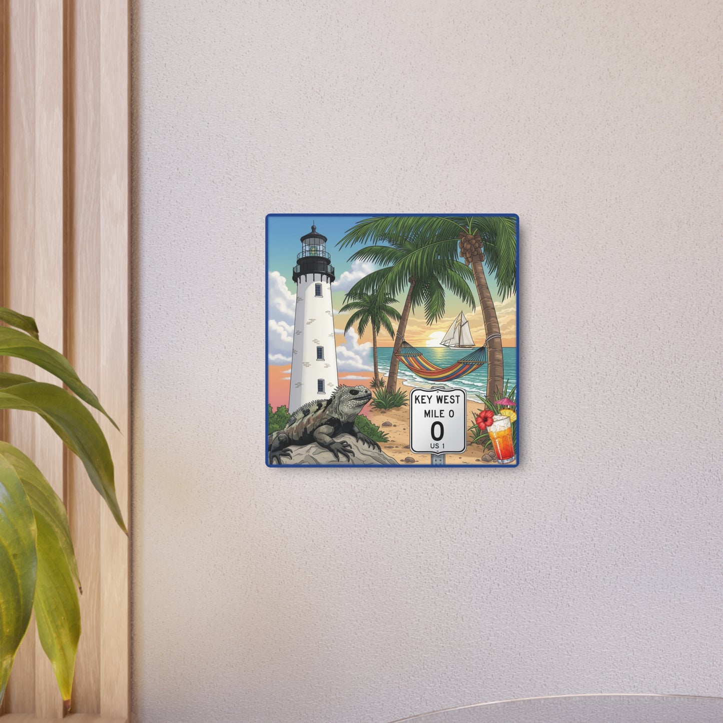 Key West Lighthouse Paradise Metal Art Sign, Nautical Decor, Coastal Wall Art, Beach House Gift, Tropical Home Accent, Home Bar Sign
