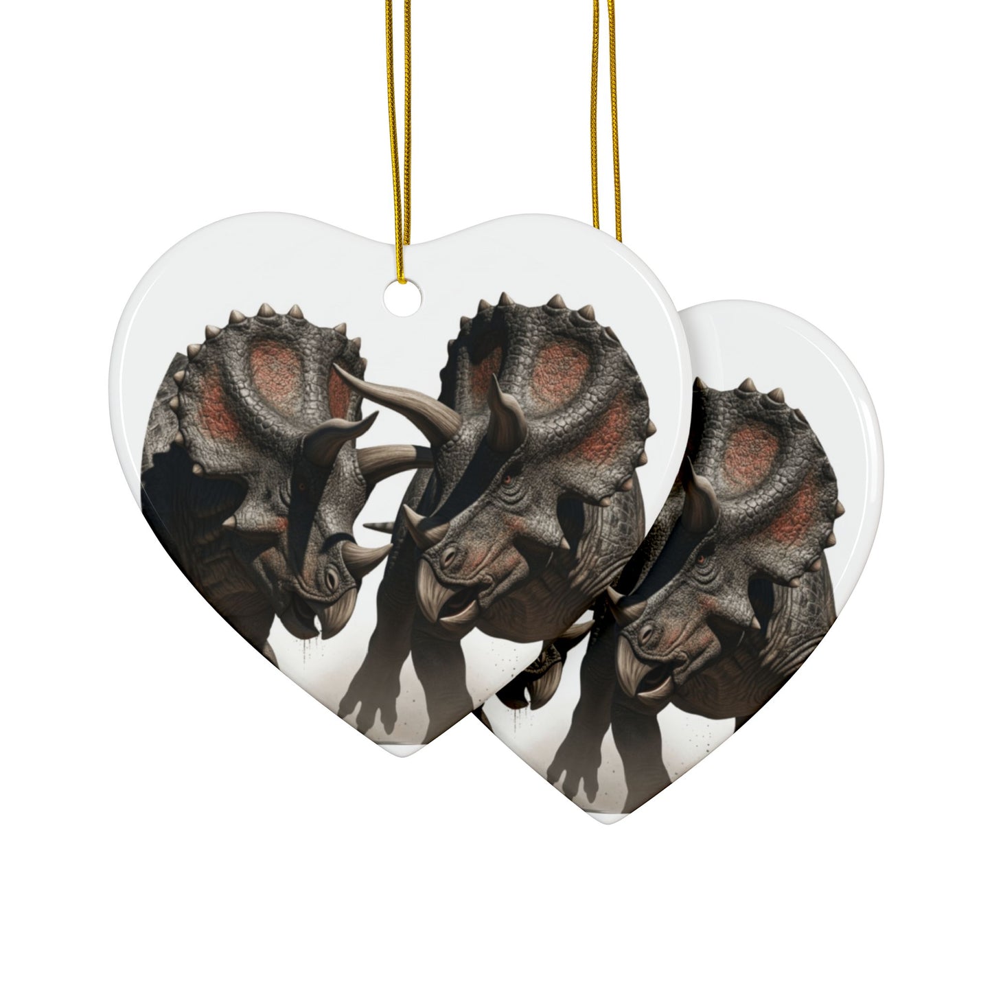 Triceratops Ceramic Jurassic Era Dinosaur Christmas Tree Ornaments - Jurassic Era Keepsakes, Collectibles, Party Favors