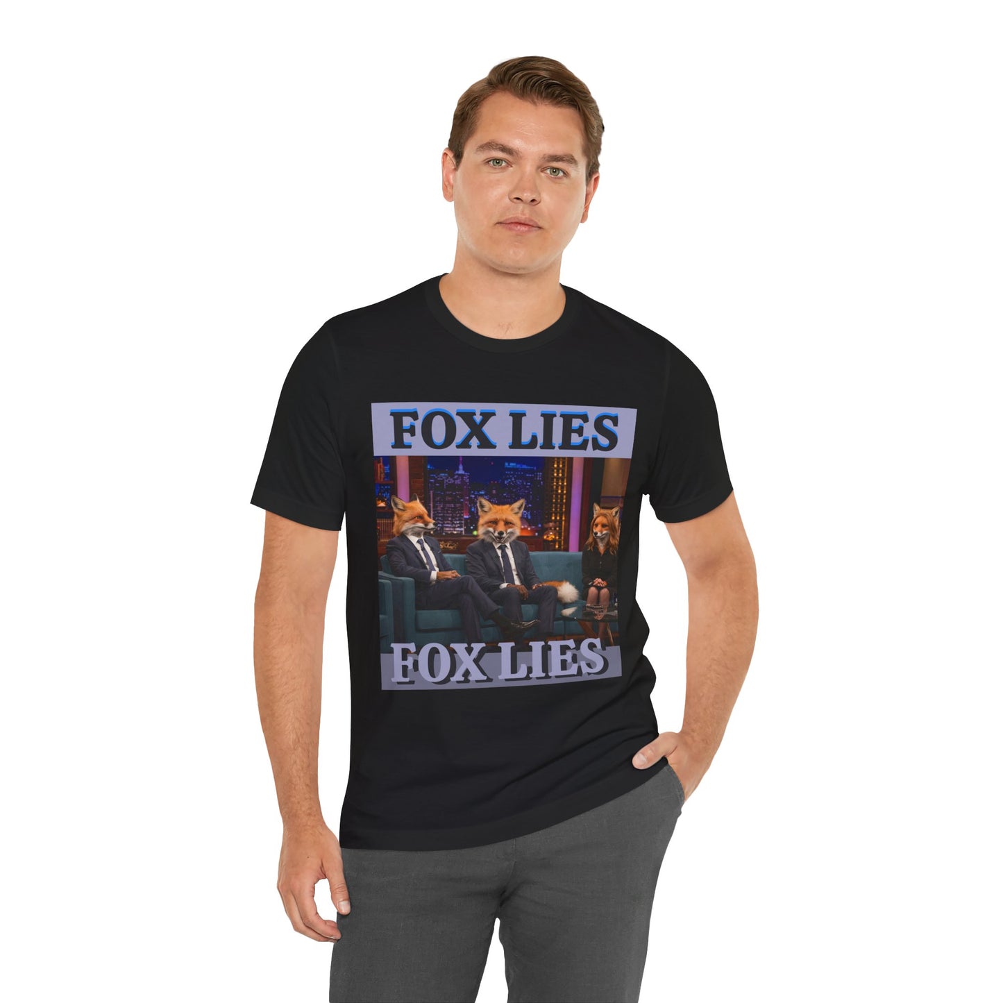 Humorous Fox Lies Tee - Unisex Jersey Short Sleeve T-Shirt - Protest Wear - Activist Tee - Schmartypants