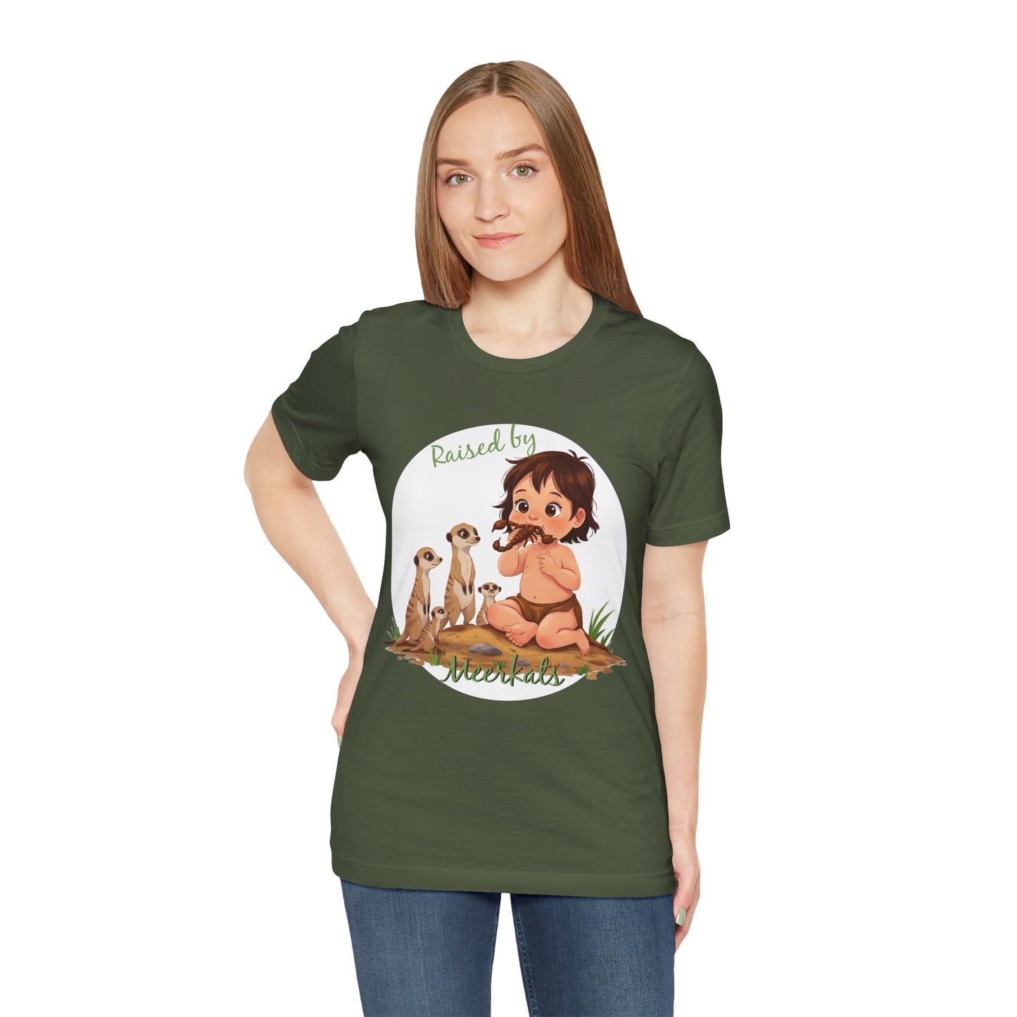 Funny Meerkat Tee - "Raised by Meerkats" Unisex Jersey Short Sleeve Shirt - for Meerkat and Wildlife Lovers - Schmartypants